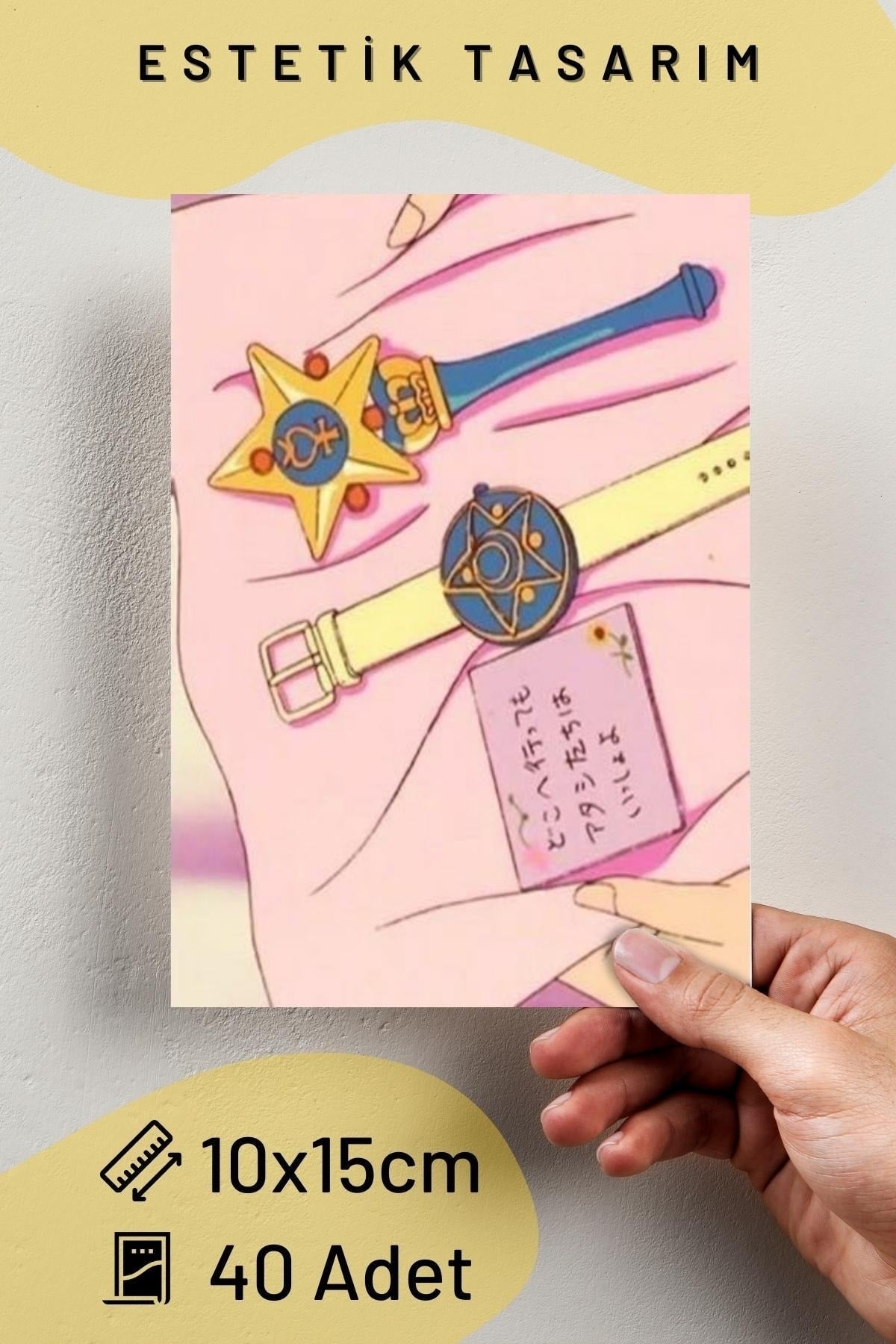 Anime Duvar Posteri Kolaj Seti - 40 Adet - Arkası Yapışkanlı Poster Seti - 10cm*15cm - Kutulu Set