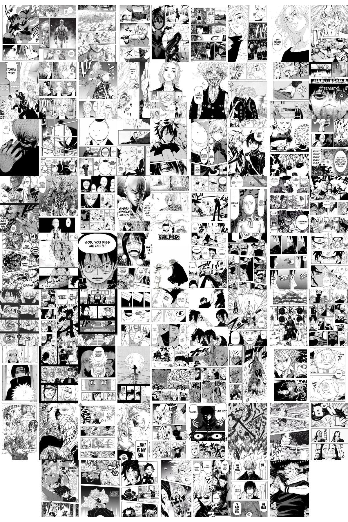 Anime Poster Seti - 1, Arkası Yapışkanlı 80 Adet Manga Poster Kolaj Seti, Anime Hediyelik