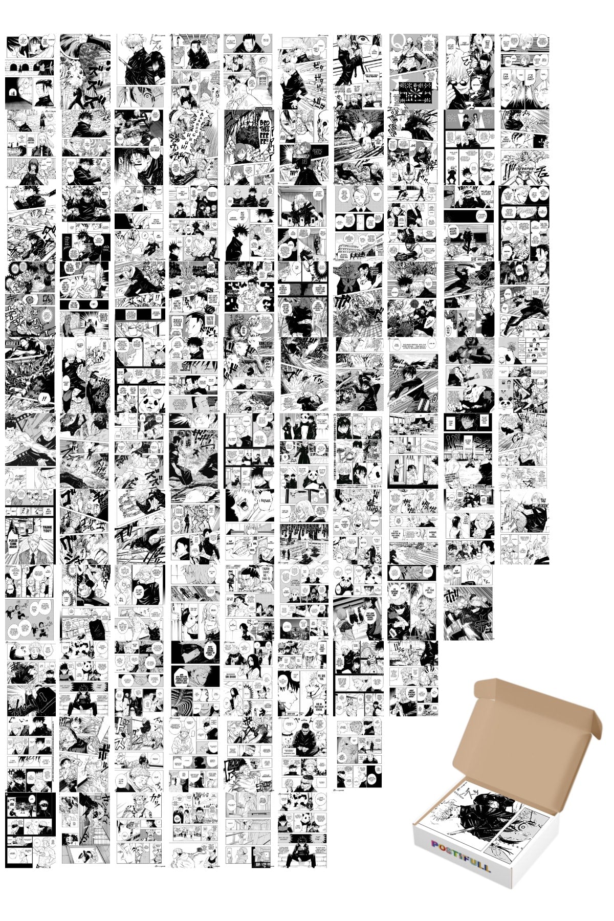 Anime Poster Seti, Arkası Yapışkanlı Jujutsu Kaisen Poster Kolaj Seti, Manga Kolaj Seti, 100 Adet
