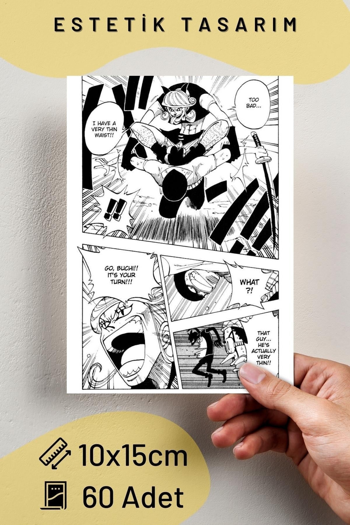 Anime Poster Seti, Arkası Yapışkanlı One Piece Poster, Manga Poster Kolaj Seti 60 Adet, Anime Poster