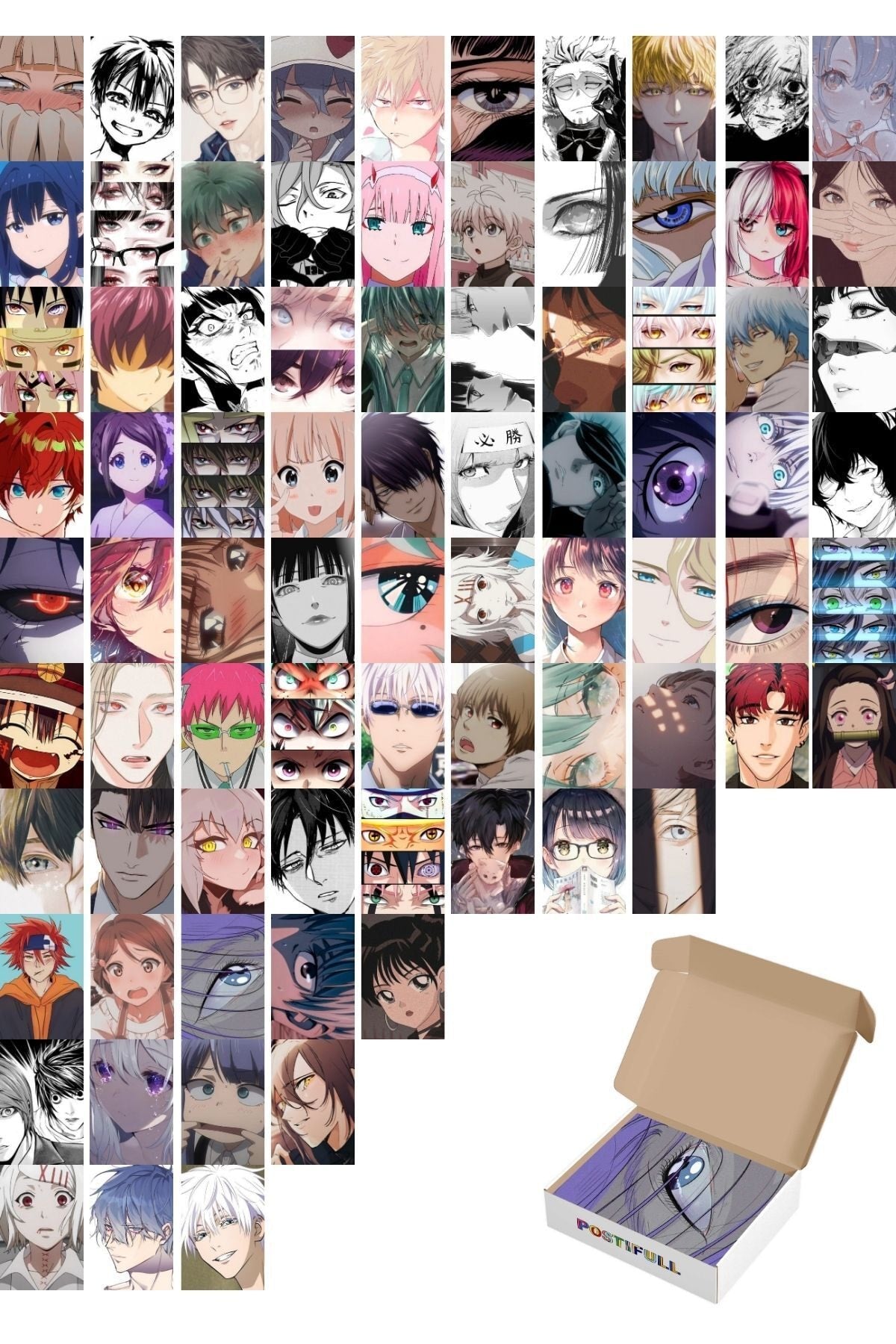 Anime Poster Seti - Manga Kolaj Seti - 84 Adet - Arkası Yapışkanlı Poster, 10cm*15cm- Kutulu Set