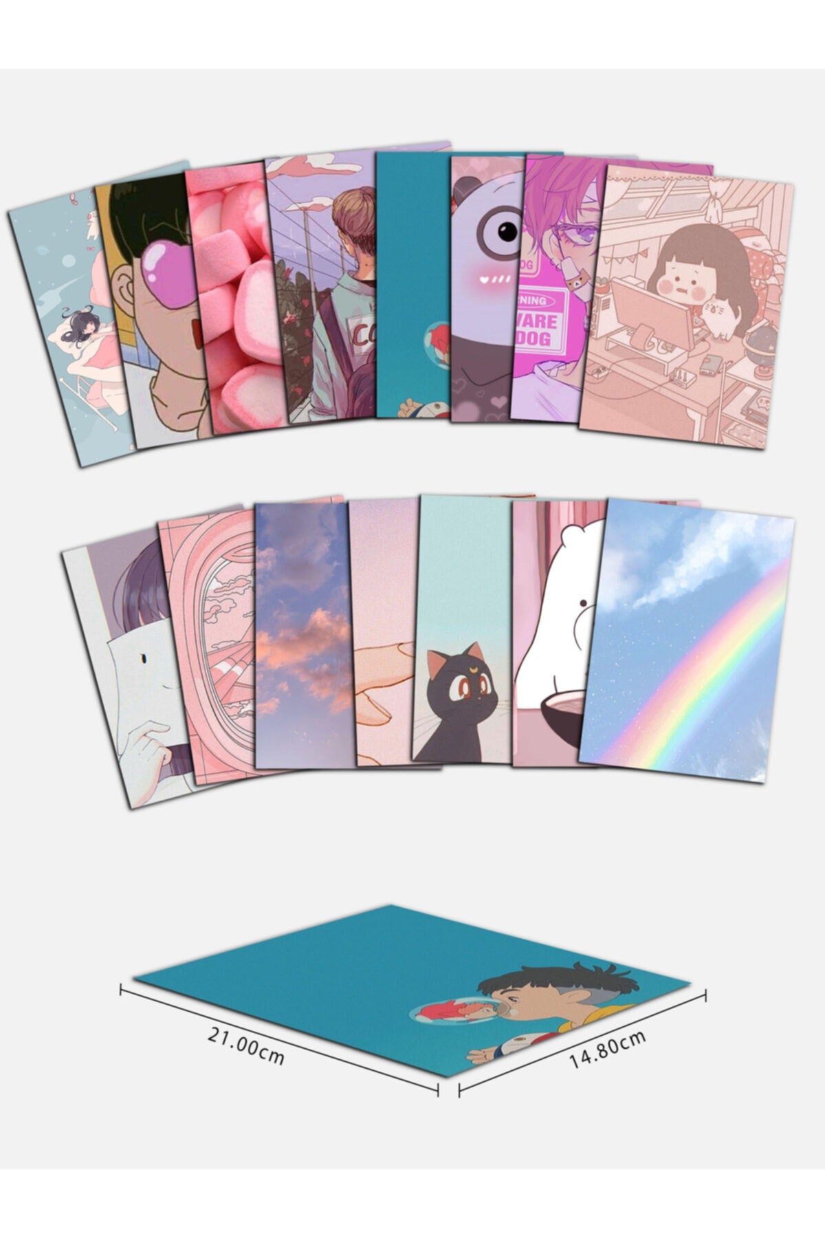 Anime Poster Seti, Modern Tablo Poster Seti, Dekoratif Poster Kolaj Seti, Çerçevesiz Poster