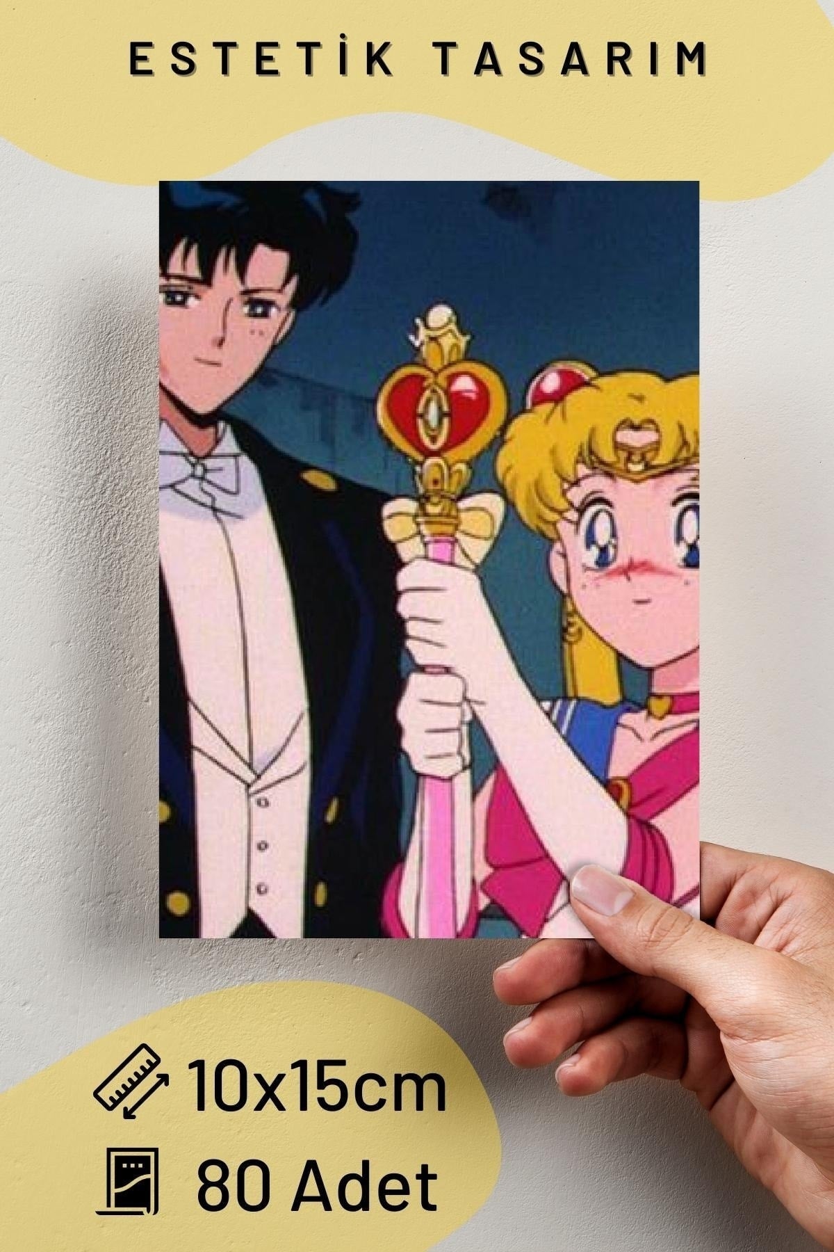 Anime Poster Seti - "sailor Moon" Kolaj Seti - 84 Adet - Arkası Yapışkanlı - 10cm*15cm- Kutulu Set