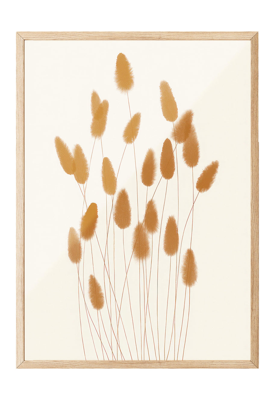 Turuncu Otlar Deseni Poster – Ahşap Çerçeveli Tablo
