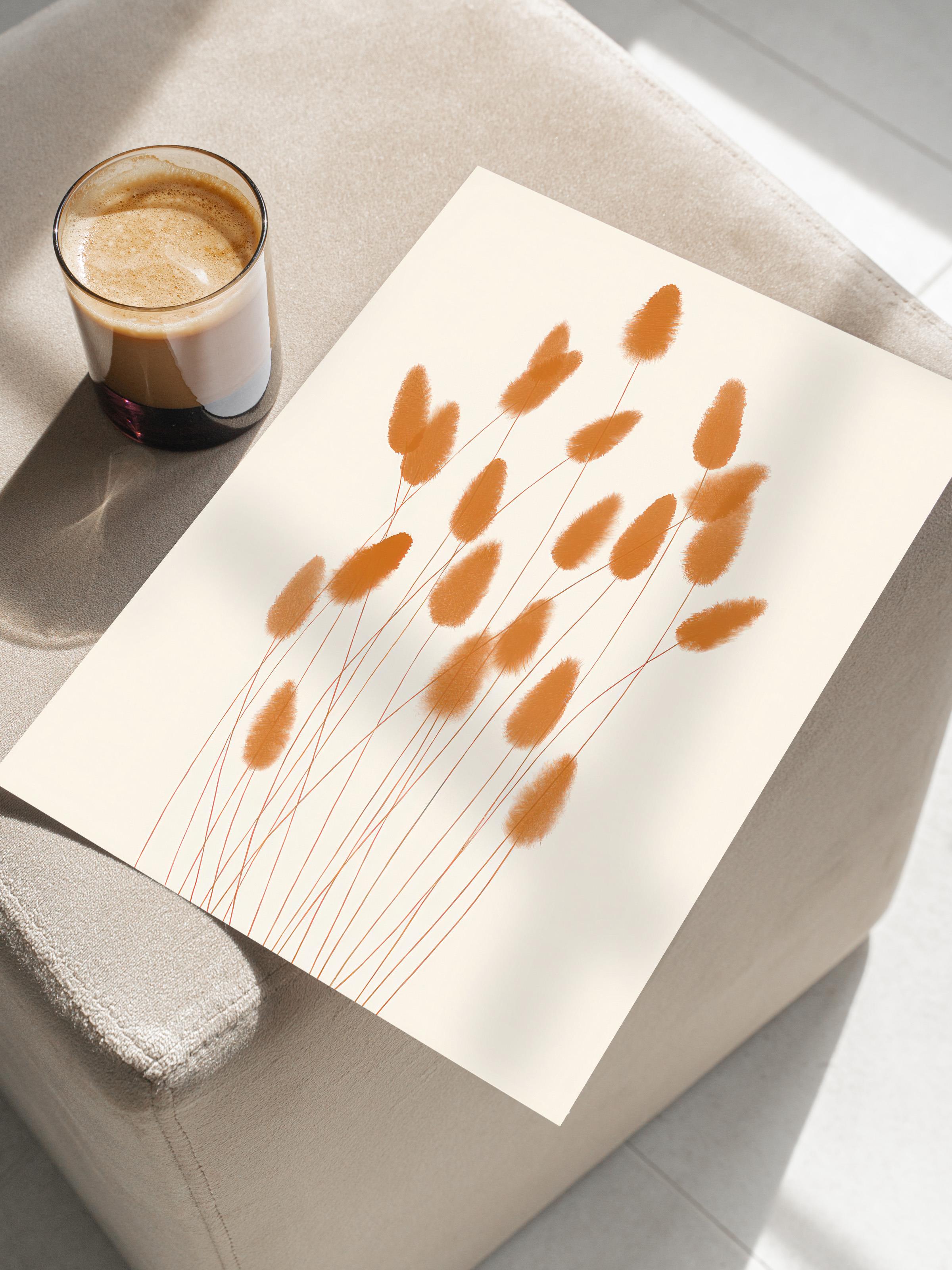 Aquarelle Reeds Poster, Çerçevesiz Duvar Posteri, Dikey Duvar Tablosu Comfort Serisi NO:108529