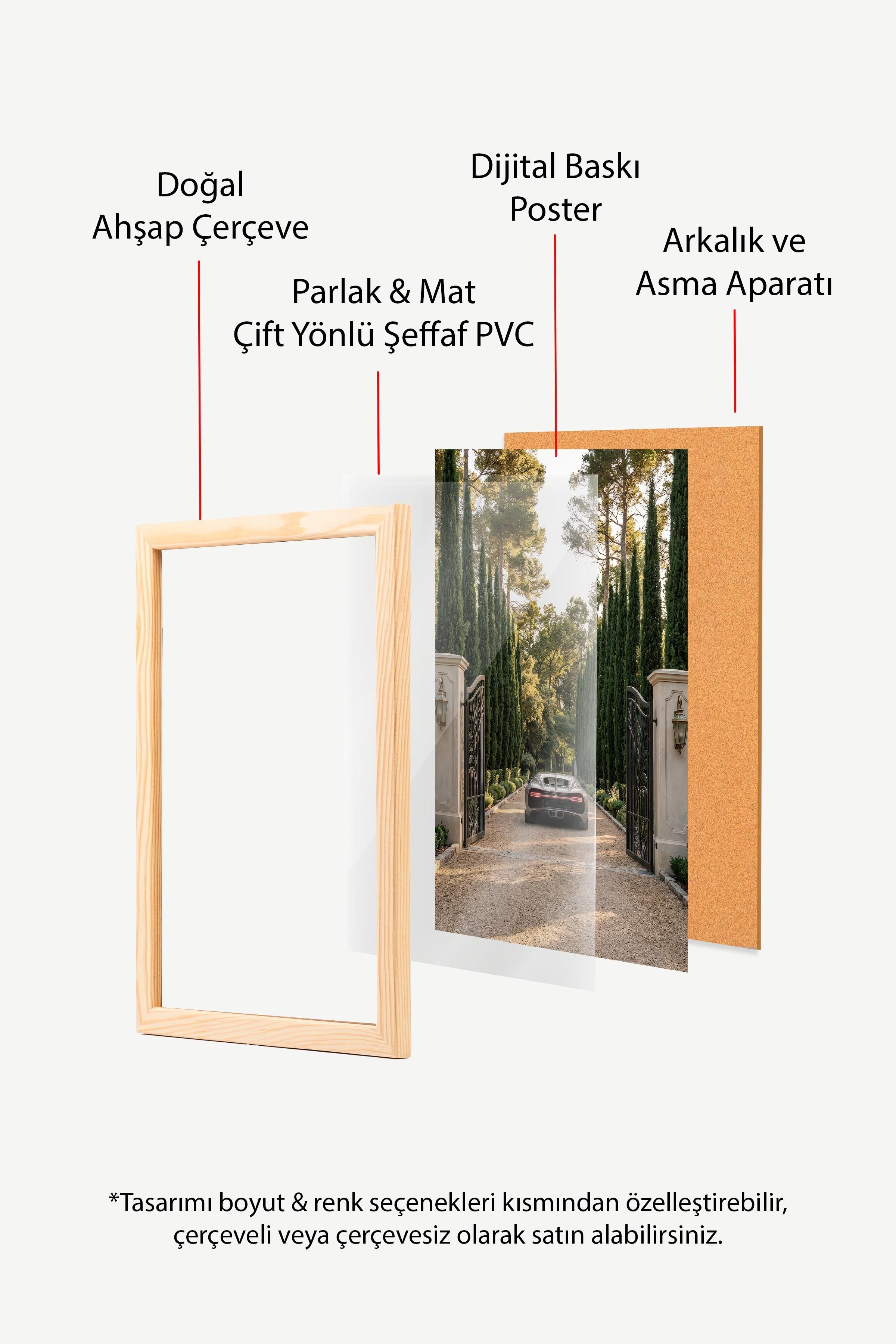 Araba ve Ağaçlar Posteri, Ahşap Çerçeveli Poster, Old Money Serisi, NO:113156