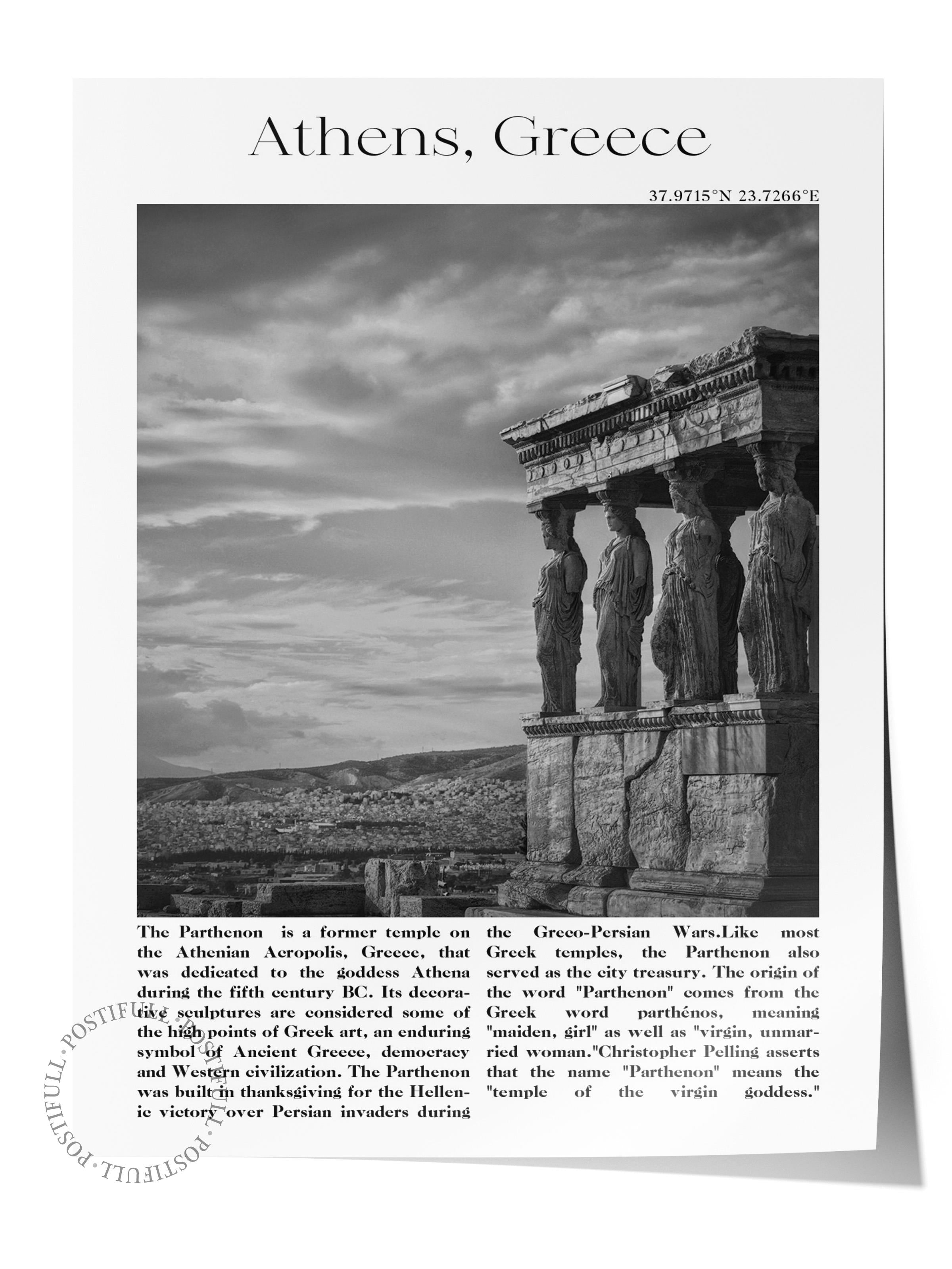 Atina - Yunanistan, Şehir Temalı Poster, Çerçevesiz Duvar Posteri, NO:30001