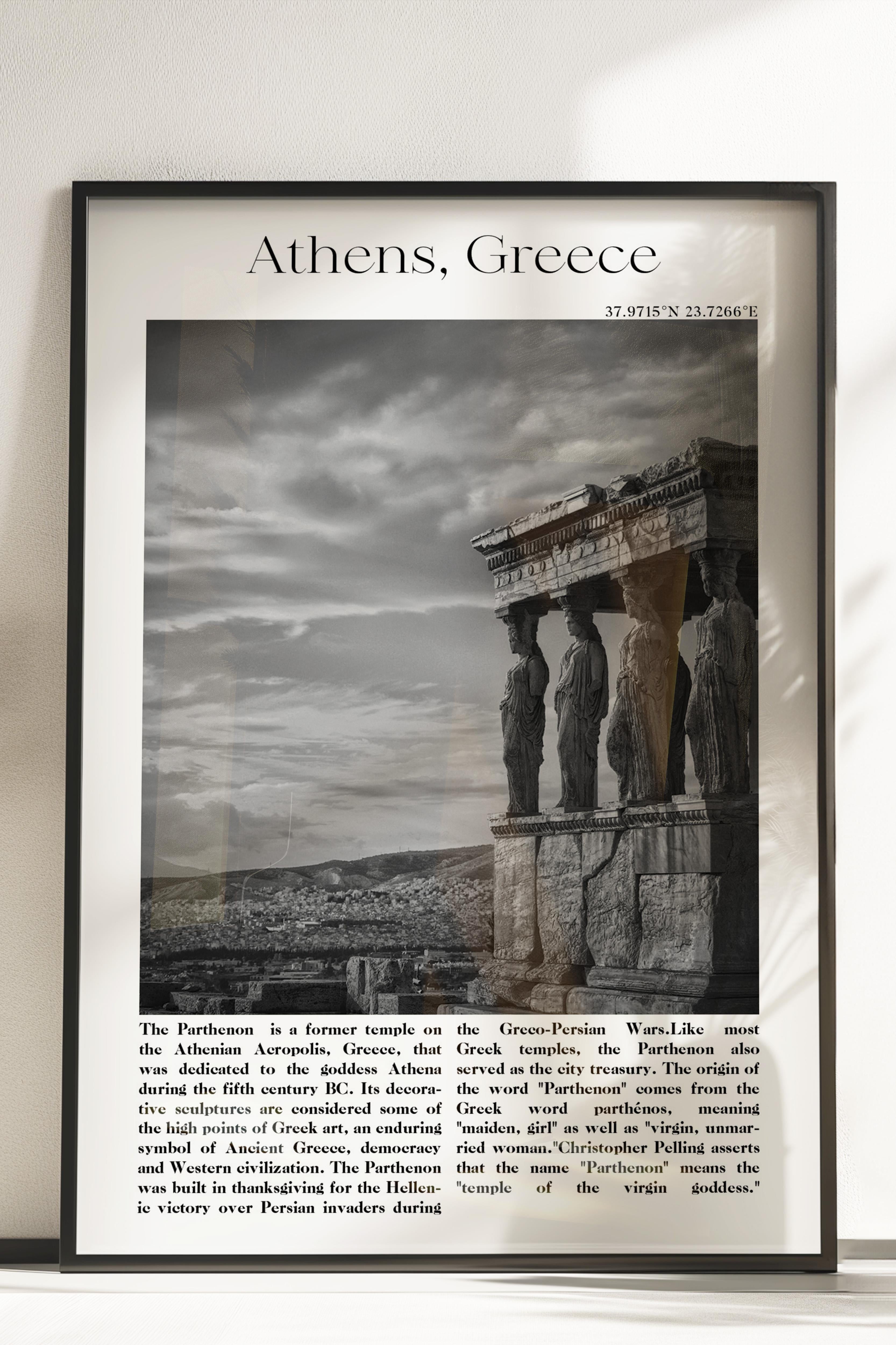 Atina - Yunanistan, Şehir Temalı Poster, Çerçevesiz Duvar Posteri, NO:30001