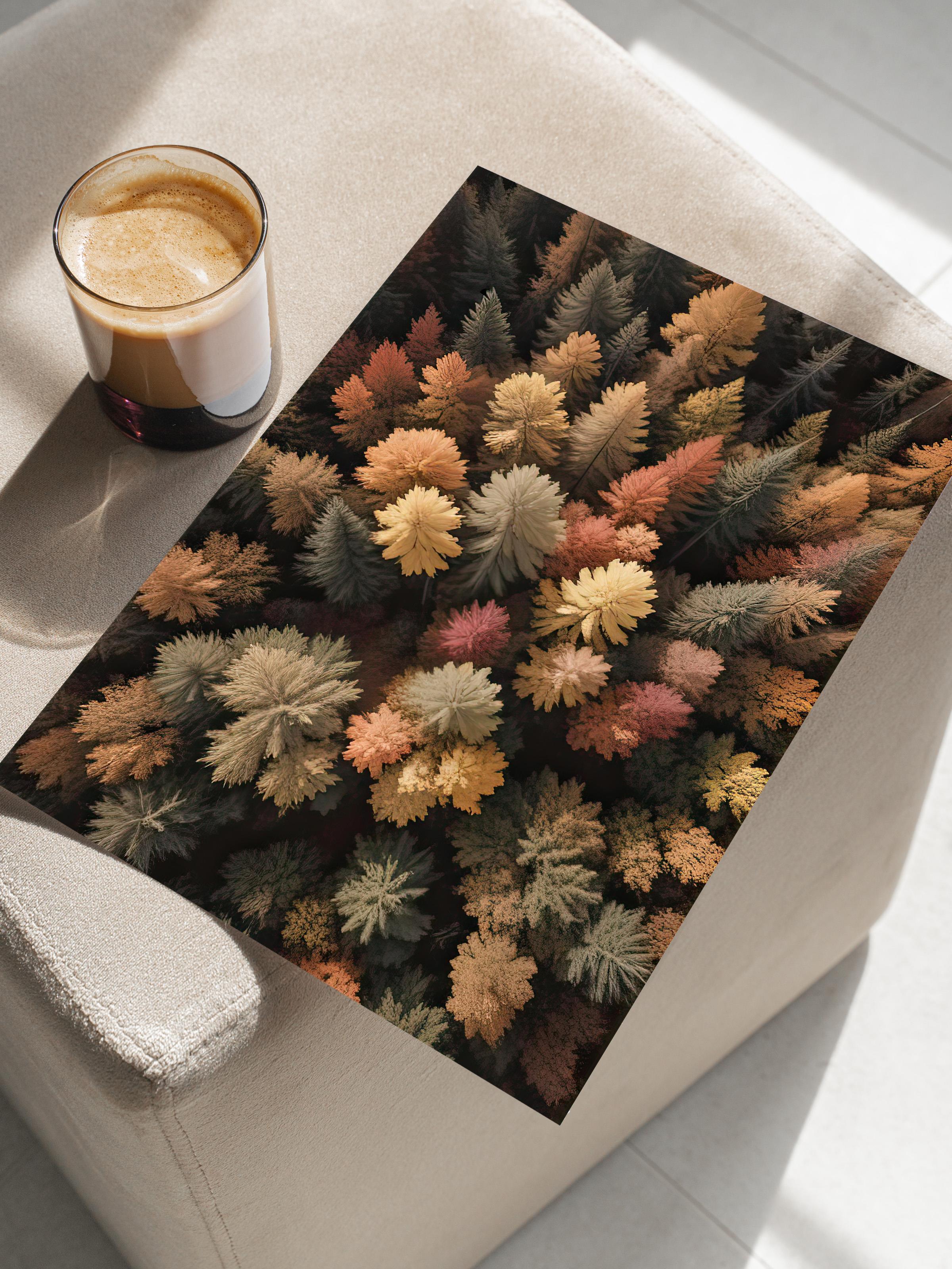 Autumn Forest Poster, Çerçevesiz Duvar Posteri, Dikey Duvar Tablosu Comfort Serisi NO:108293