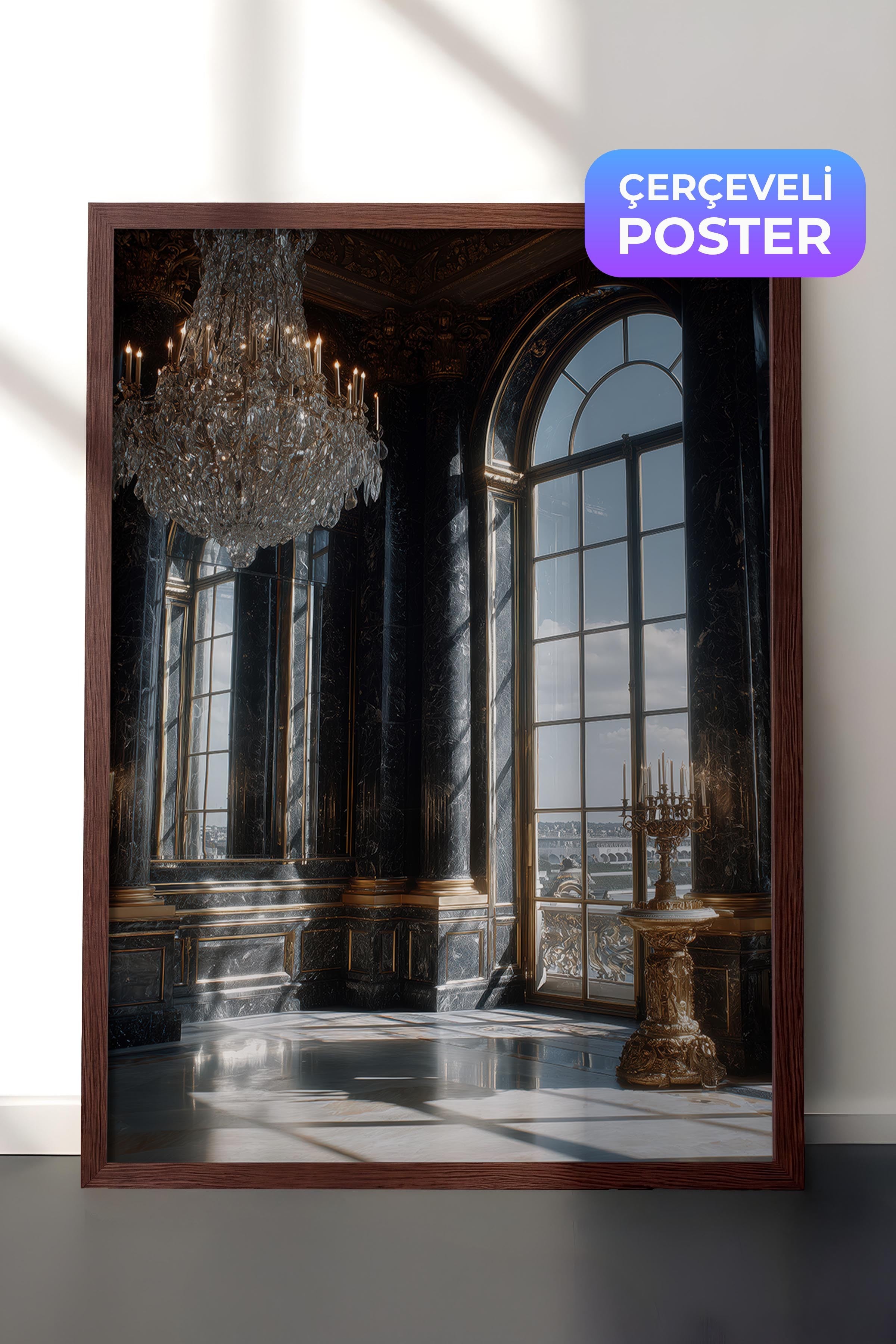 Avize ve Pencere Posteri, Kahverengi Çerçeveli Poster, Old Money Serisi, NO:113244