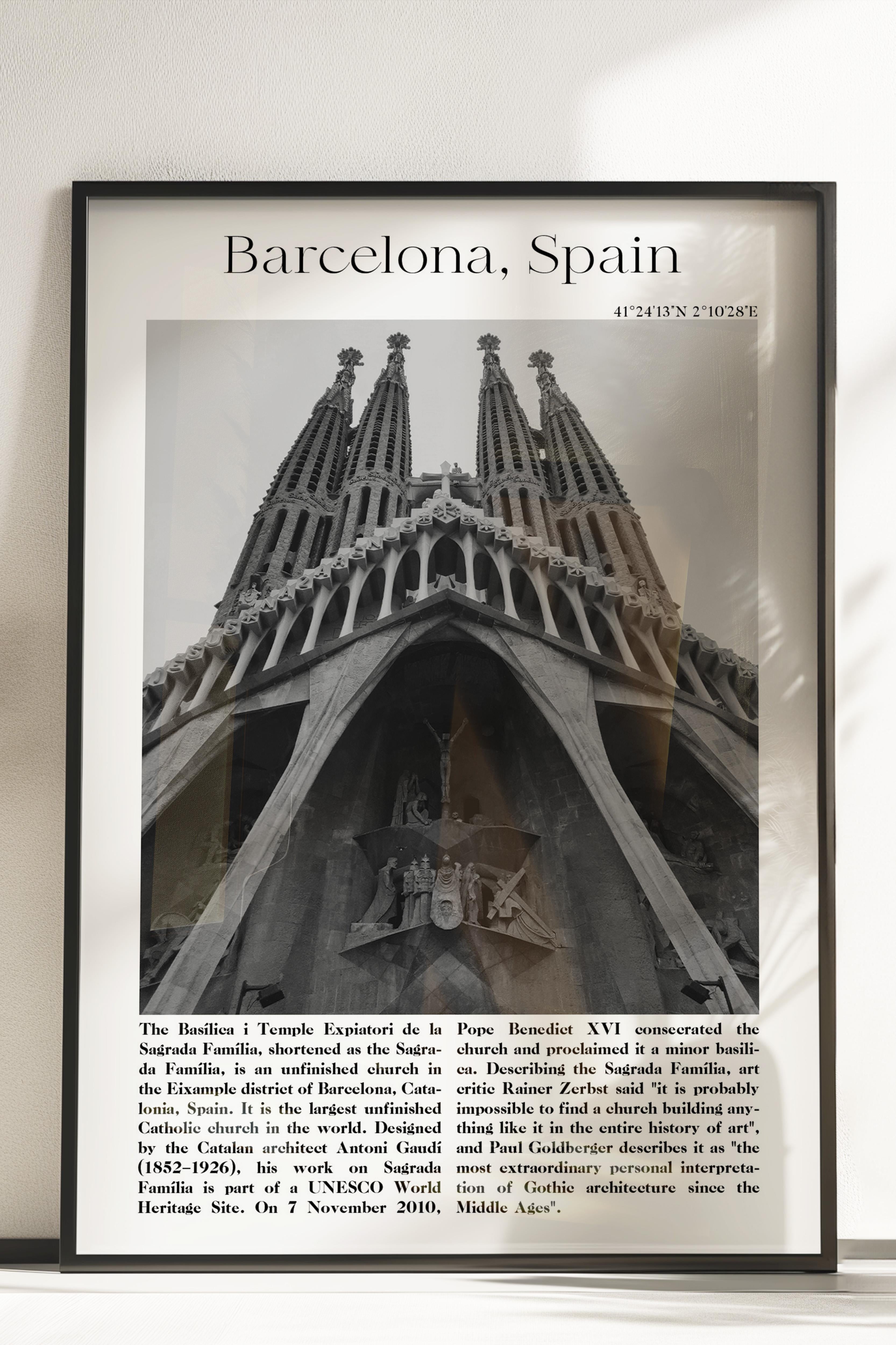 Barcelona - İspanya, Şehir Temalı Poster, Çerçevesiz Duvar Posteri, NO:30004