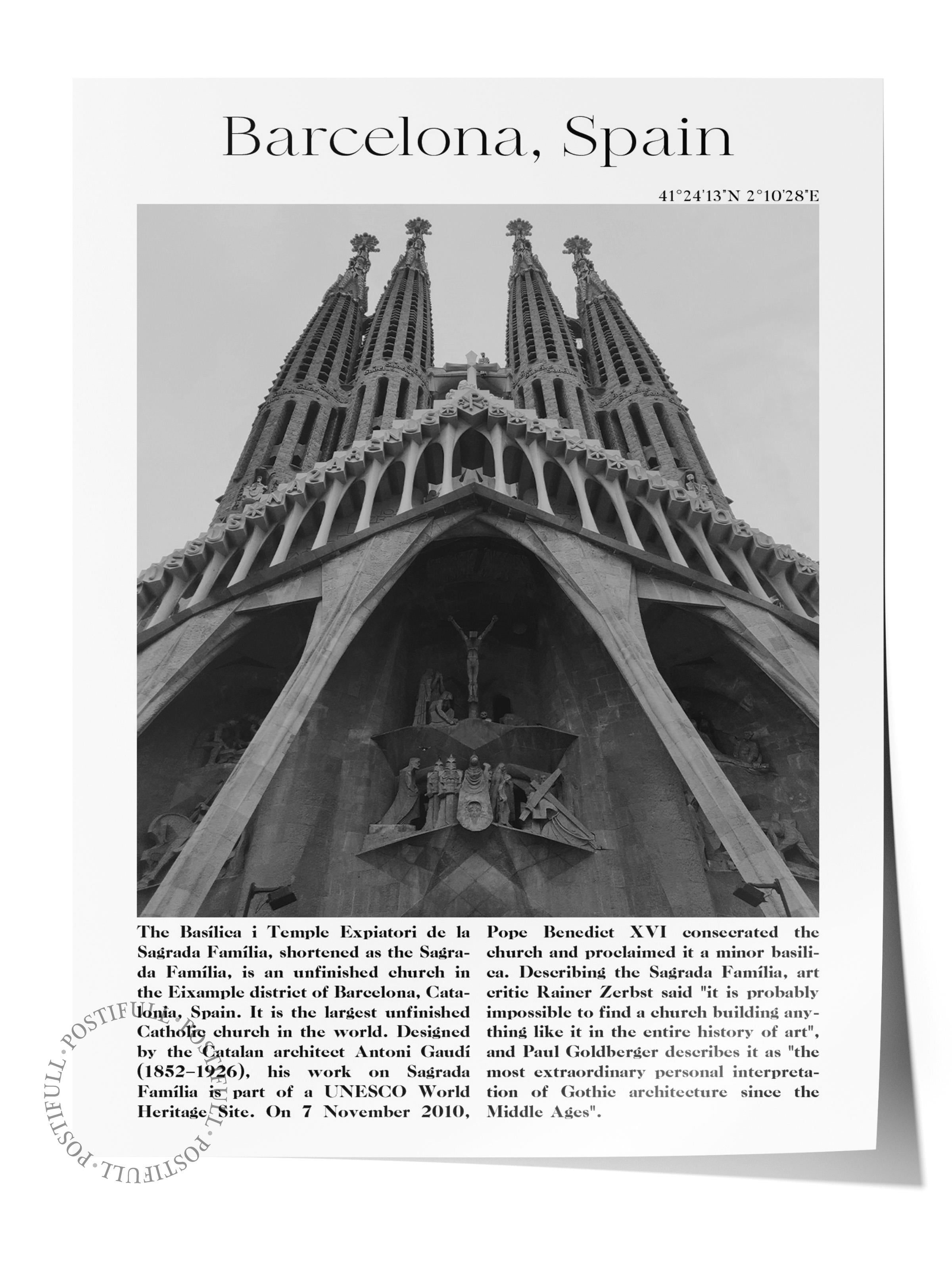 Barcelona - İspanya, Şehir Temalı Poster, Çerçevesiz Duvar Posteri, NO:30004