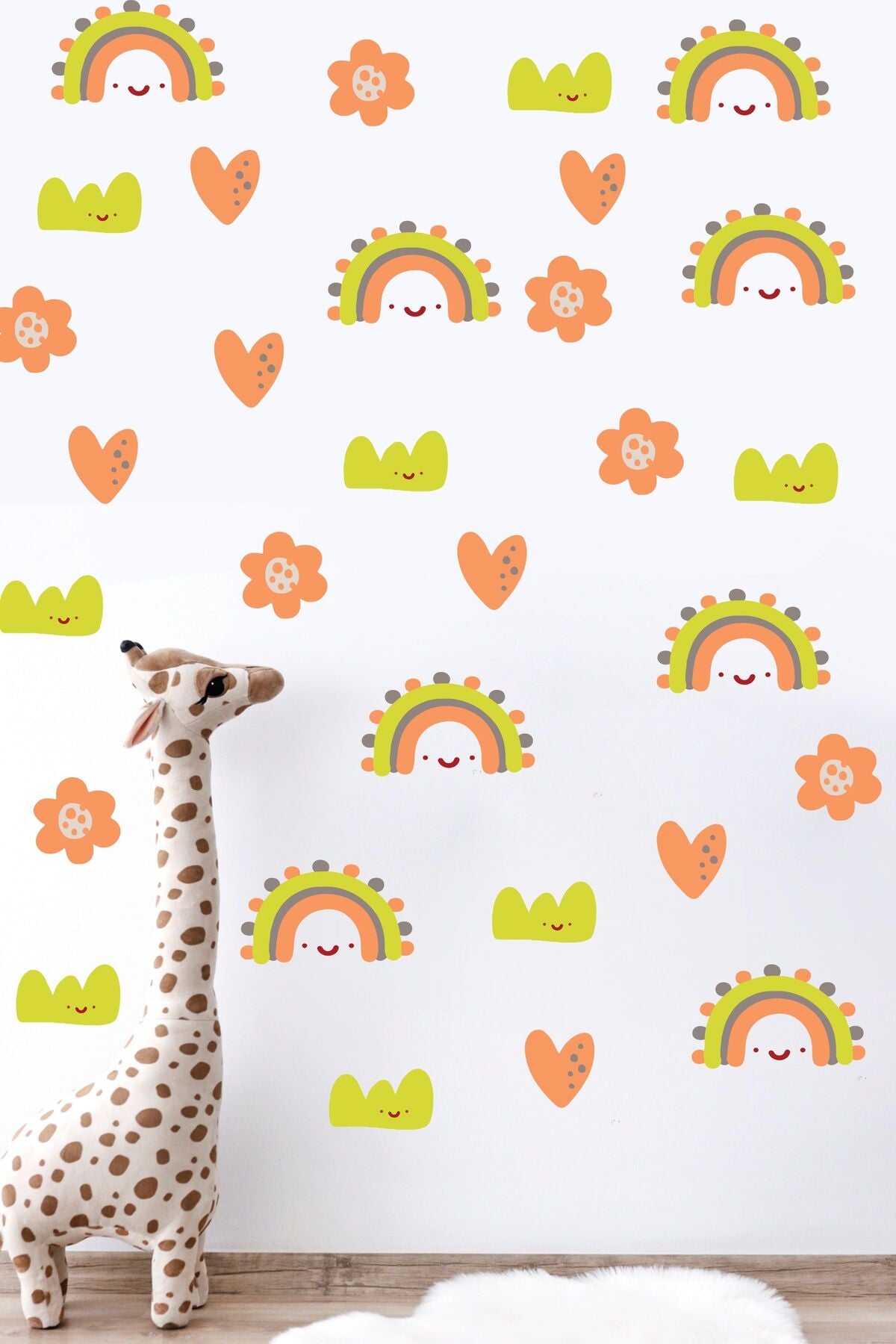Bebek Odası Sticker Seti, Boho Gökkuşağı Çocuk Odası Duvar Dekoru, Bebek Odası Duvar Stickerı