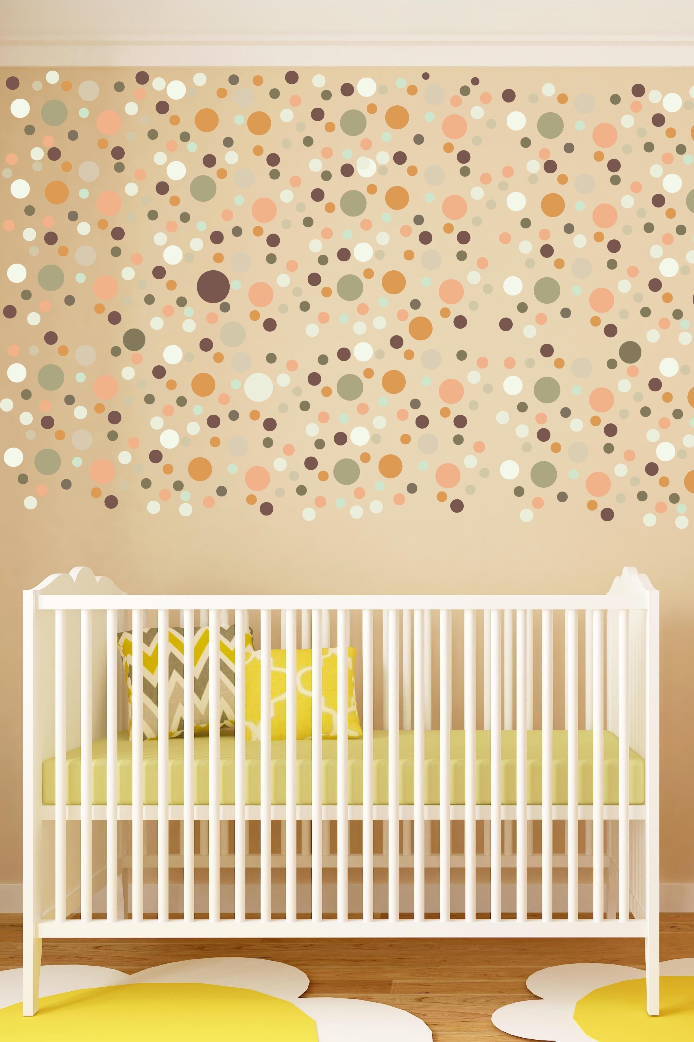 Bebek Odası Sticker Seti Duvar Dekoru, Mavi Puantiye Desen, Çocuk Odası Duvar Stickerı