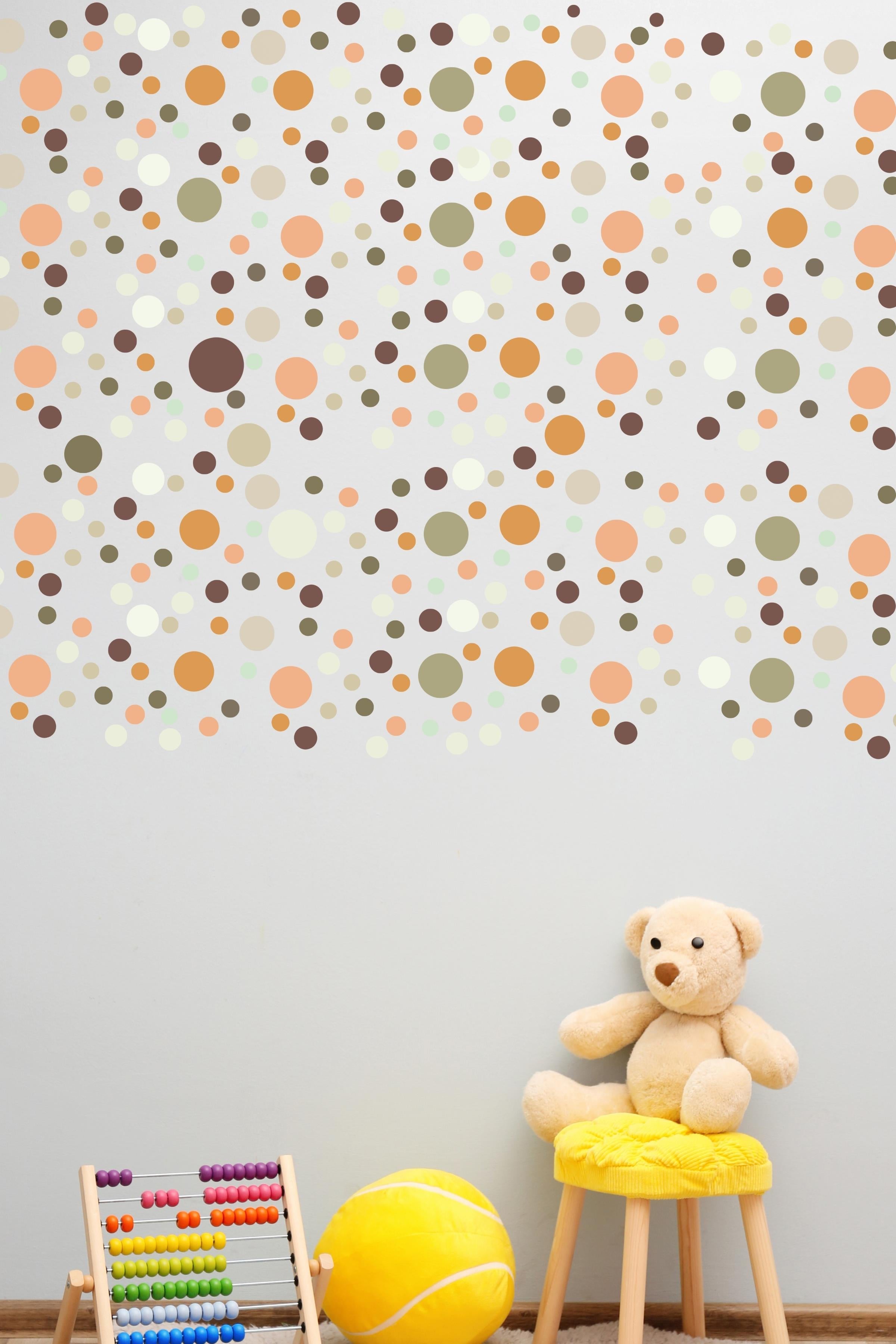 Bebek Odası Sticker Seti Duvar Dekoru, Mavi Puantiye Desen, Çocuk Odası Duvar Stickerı