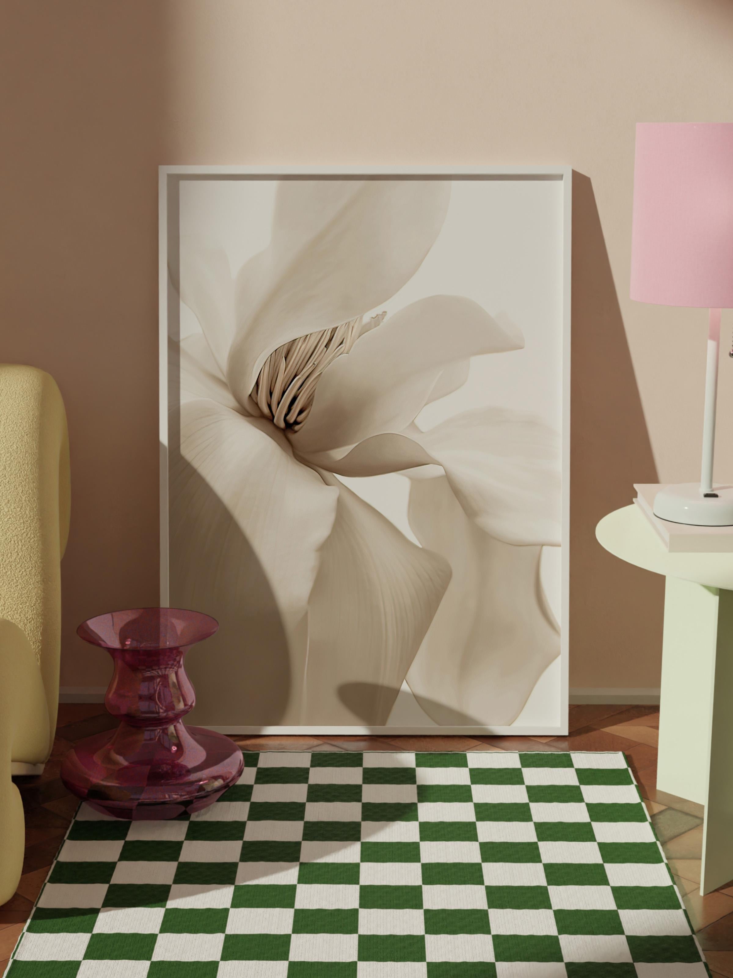 Beige Magnolia Yılbaşı Tablo, Beyaz Çerçeve ve Poster, Duvar Tablosu Comfort Serisi NO:108414