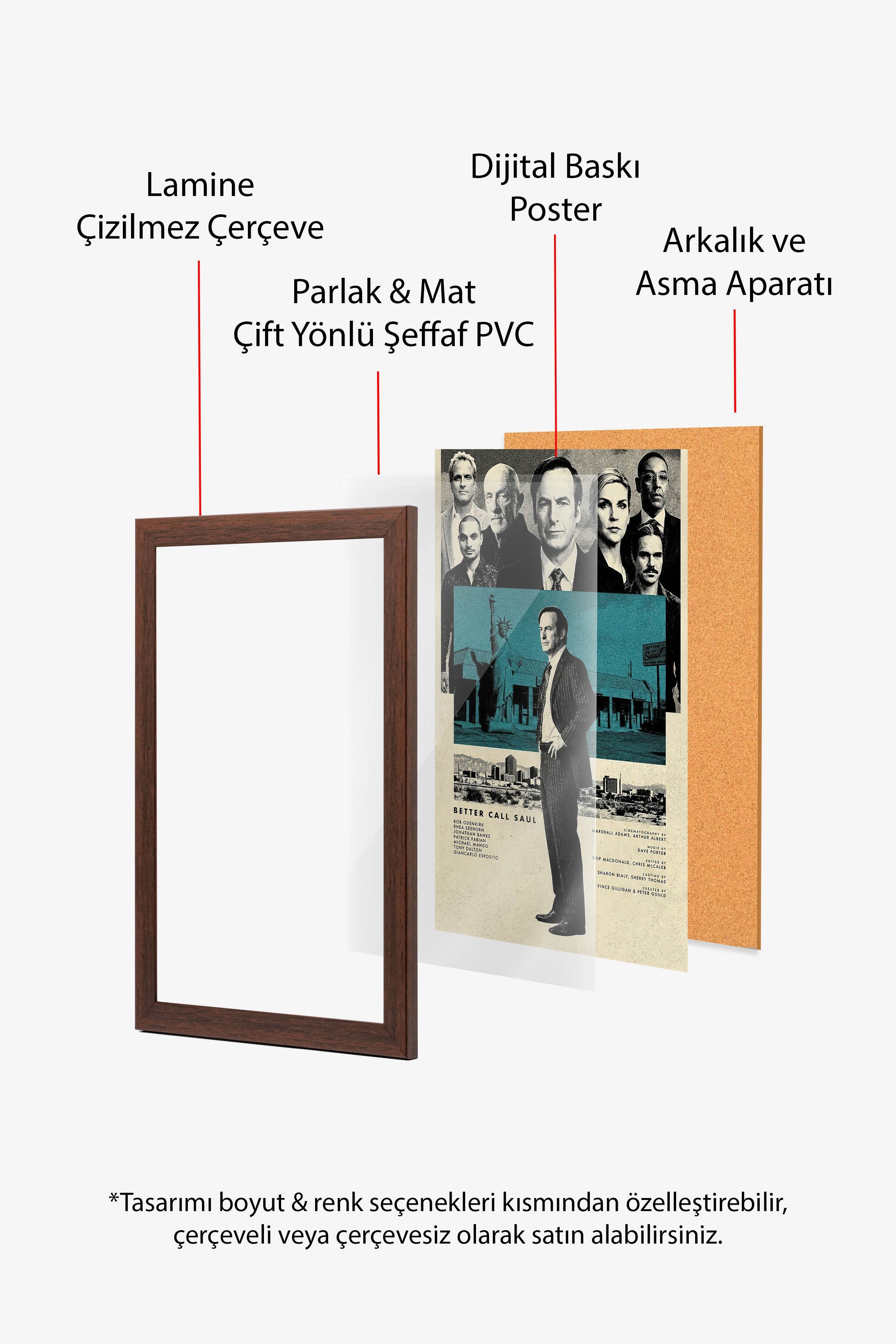 Better Call Saul Kahverengi Çerçeveli Poster, Sinema ve Dizi Tablo, Film Dizi Afişleri NO:112793