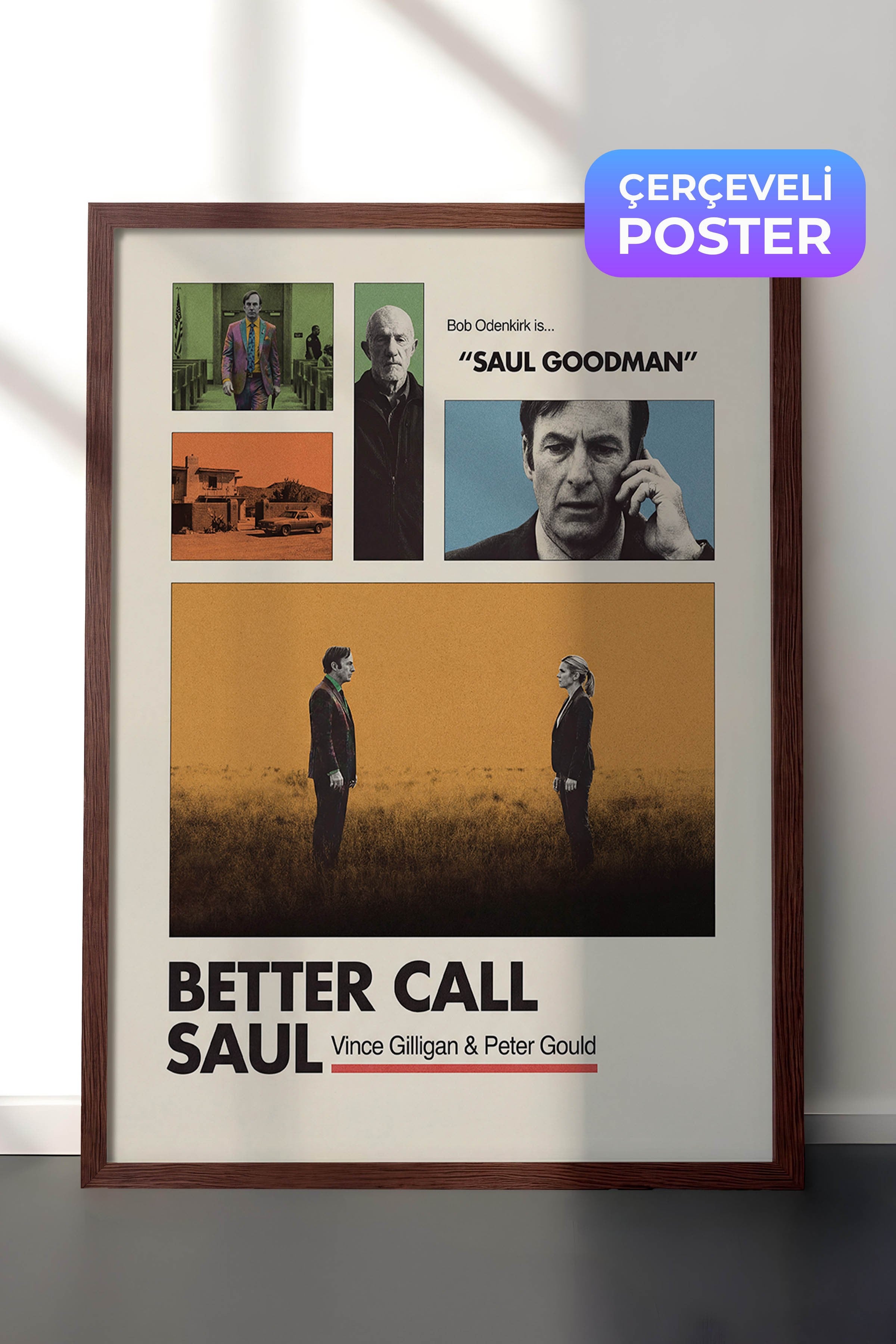 Better Call Saul Kahverengi Çerçeveli Poster, Sinema ve Dizi Tablo, Film Dizi Afişleri NO:112921