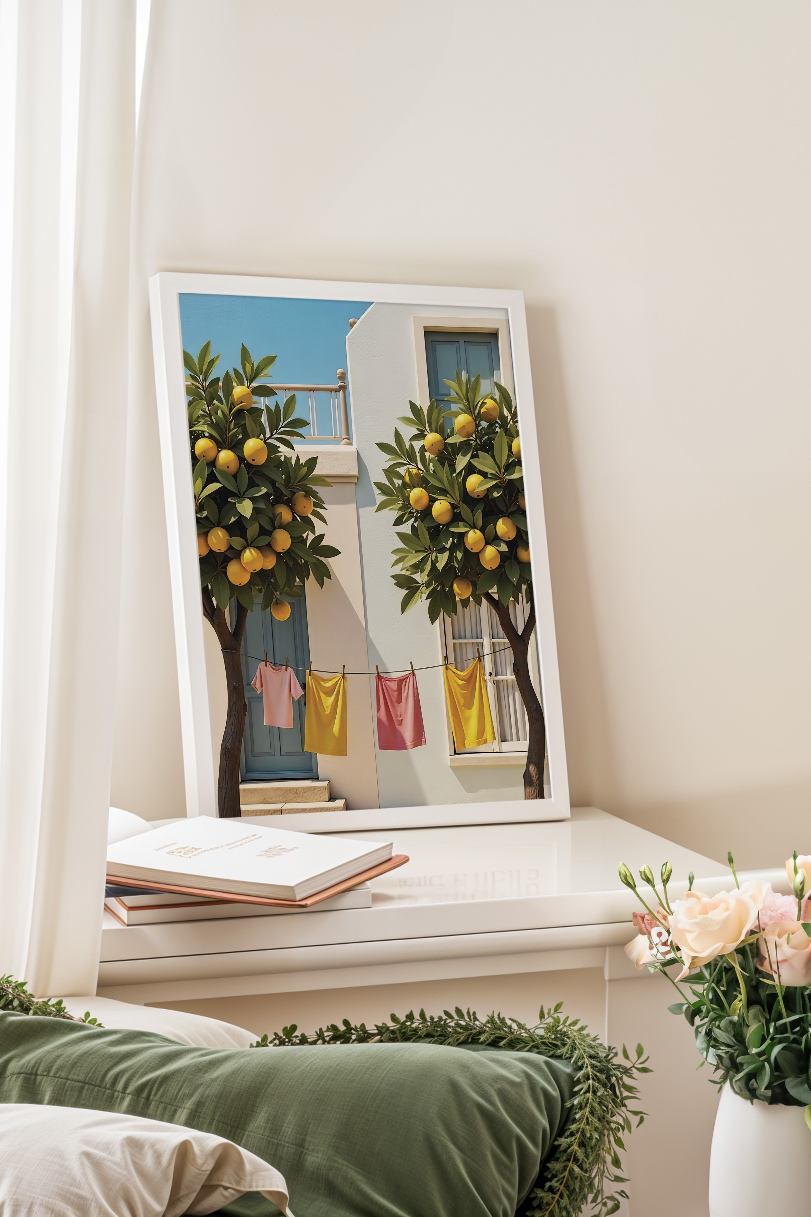 Beyaz Çerçeveli Poster, Limon Ağaçları, Fotoğraf, Sarı Renk Poster, 2025 Yaz Seçkisi, NO:109653