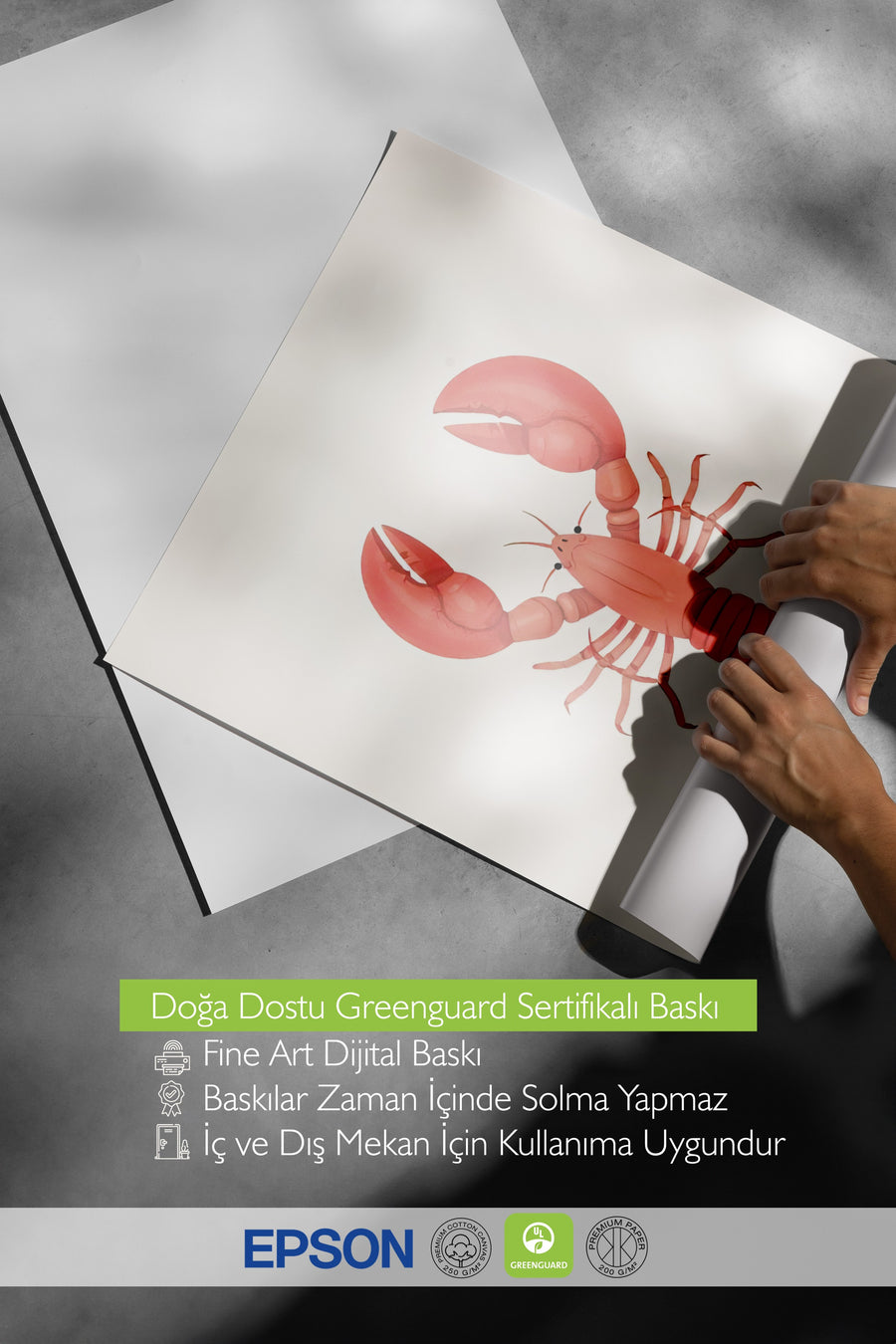 Beyaz Çerçeveli Poster Tablo, Kırmızı Istakoz, İllüstrasyon, Turuncu Renk Poster, 2025 Yaz Seçkisi, NO:109510