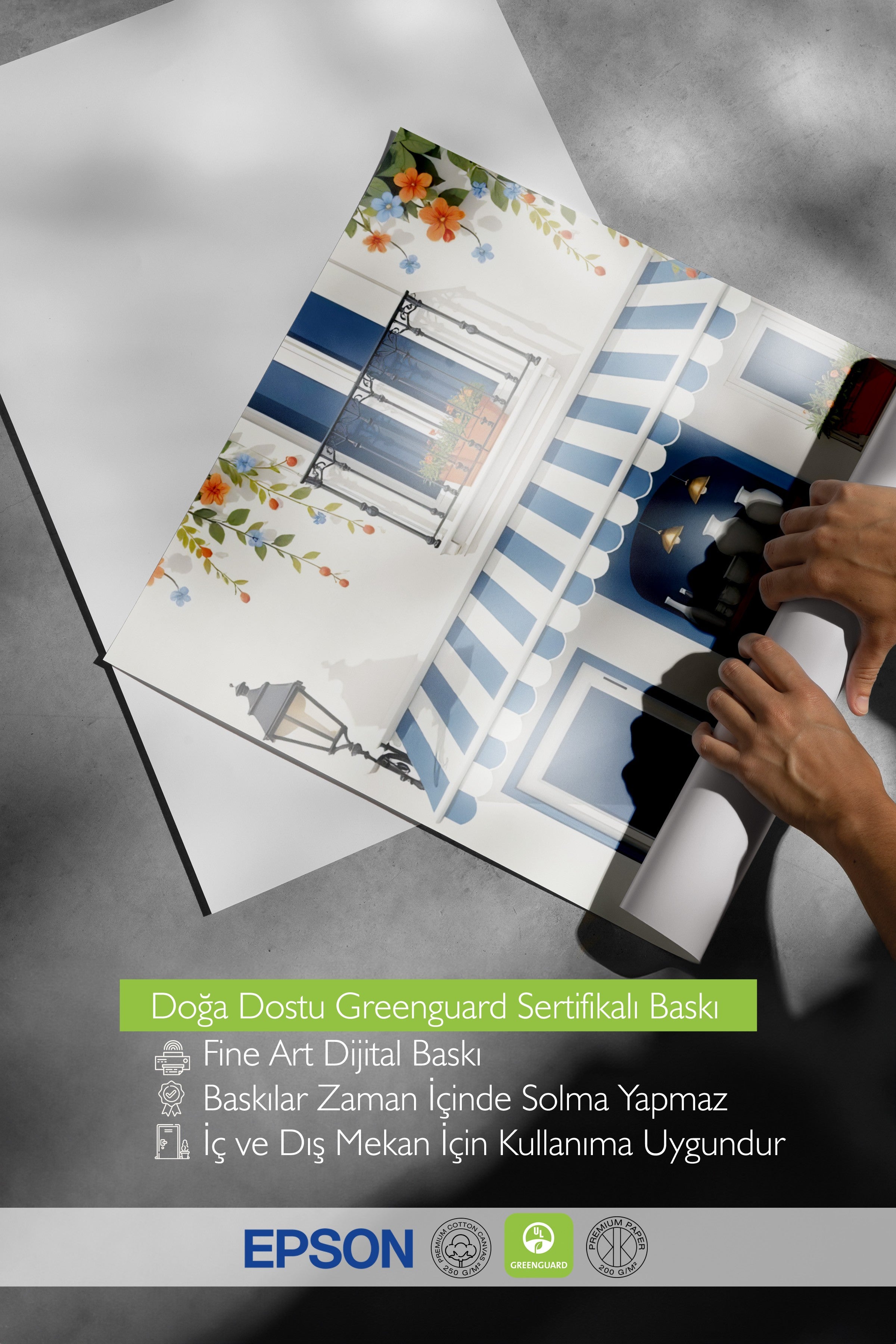 Beyaz Çerçeveli Poster Tablo, Samimi Kafe, İllüstrasyon, Beyaz Renk Poster, 2025 Yaz Seçkisi, NO:109482