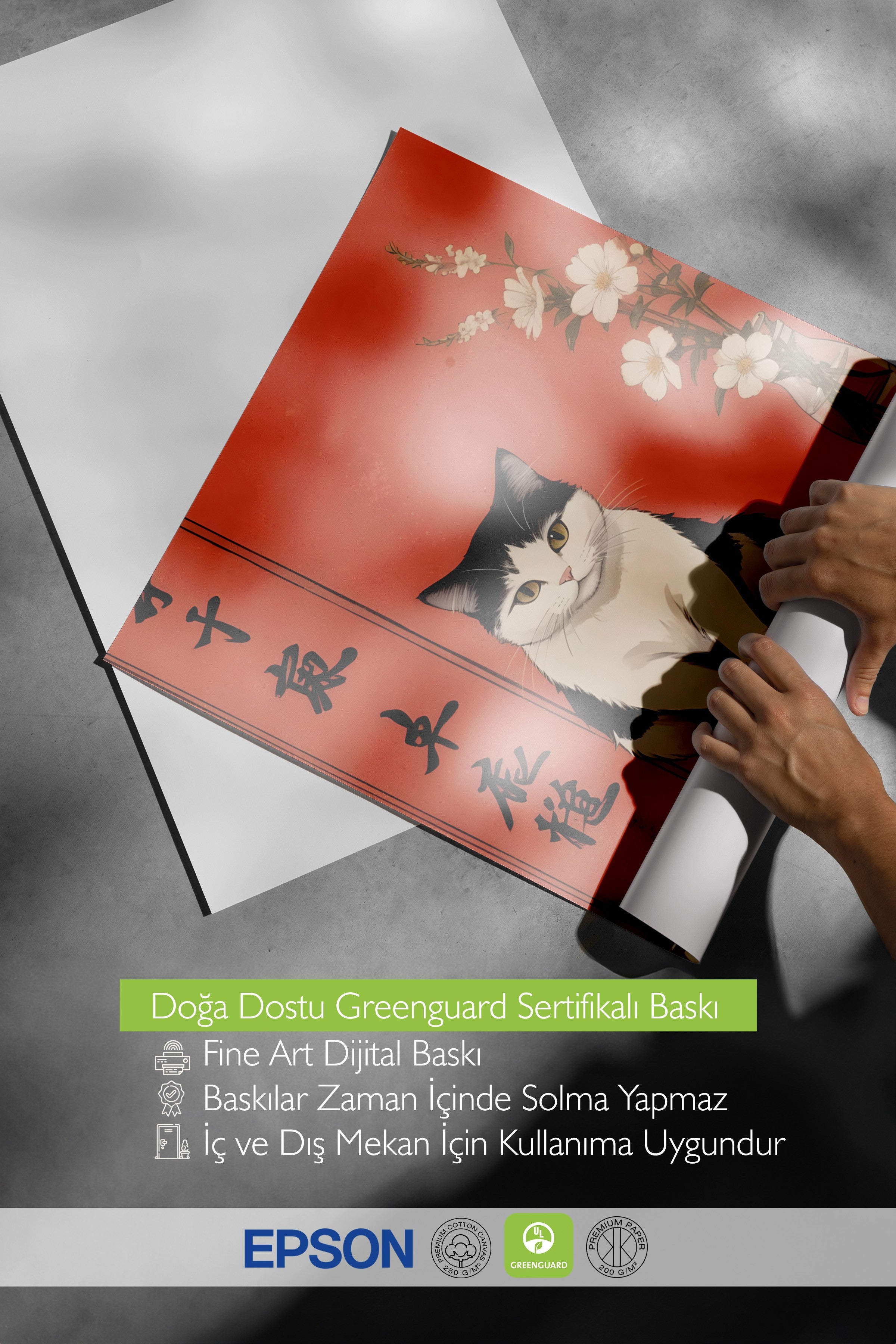 Beyaz Çerçeveli Tablo, A Cat For A Ramen, Comfort Serisi Mutfak Duvar Tablosu, NO:109161