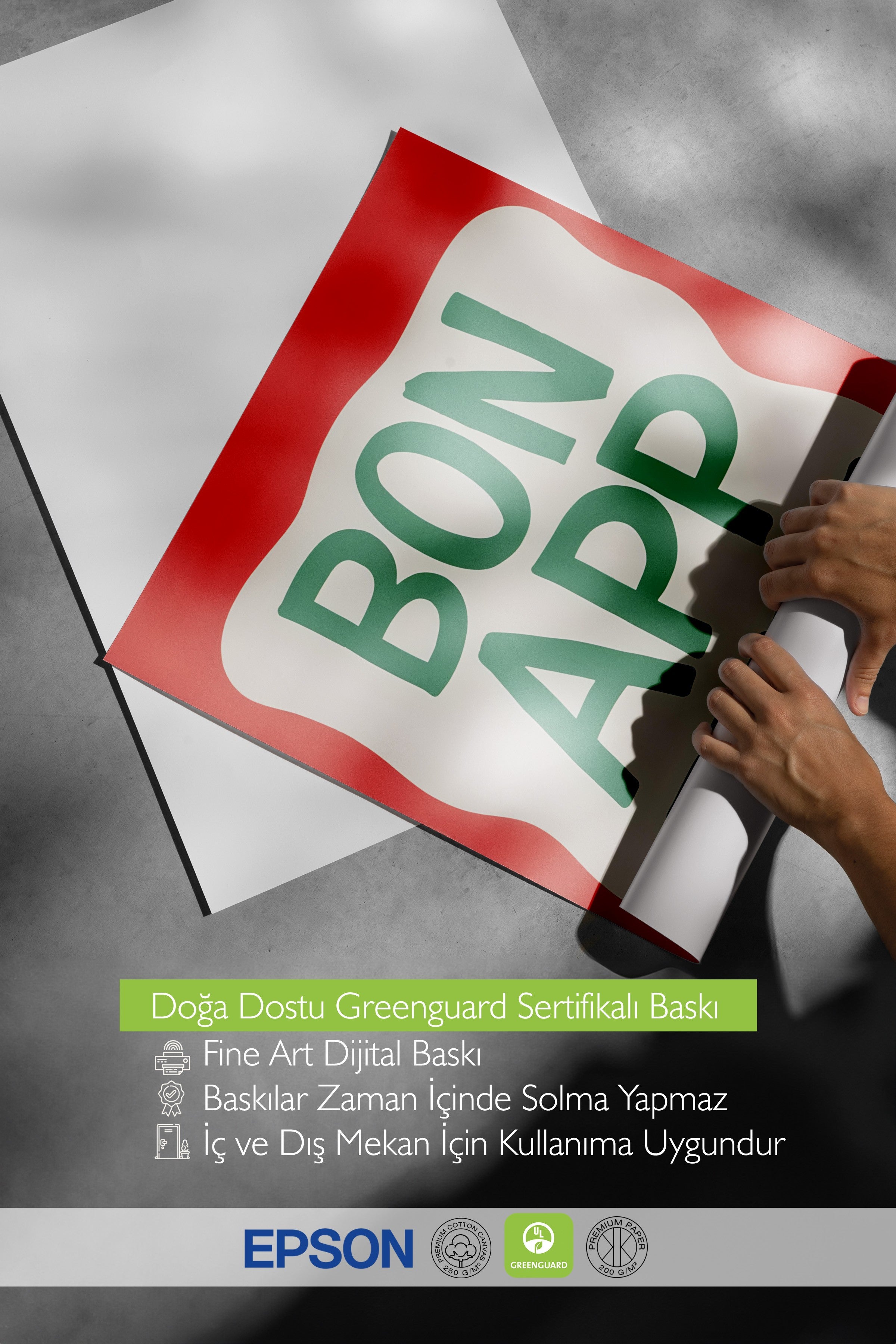 Beyaz Çerçeveli Tablo, Bon Appetit, Comfort Serisi Mutfak Duvar Tablosu, NO:109069