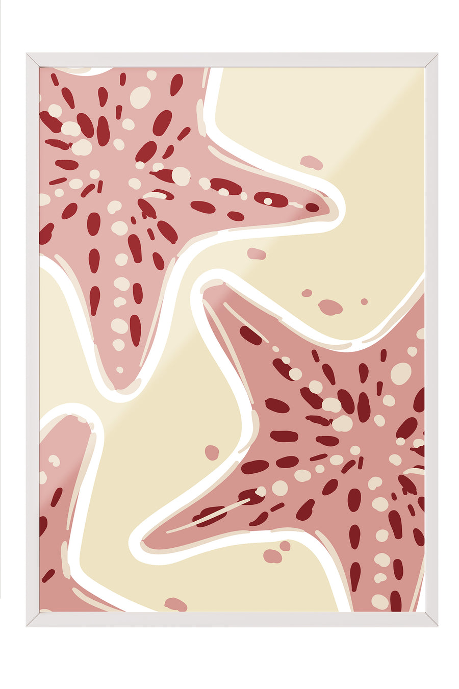 Deniz Yıldızı Deseni Minimalist Poster – Beyaz Çerçeveli Tablo