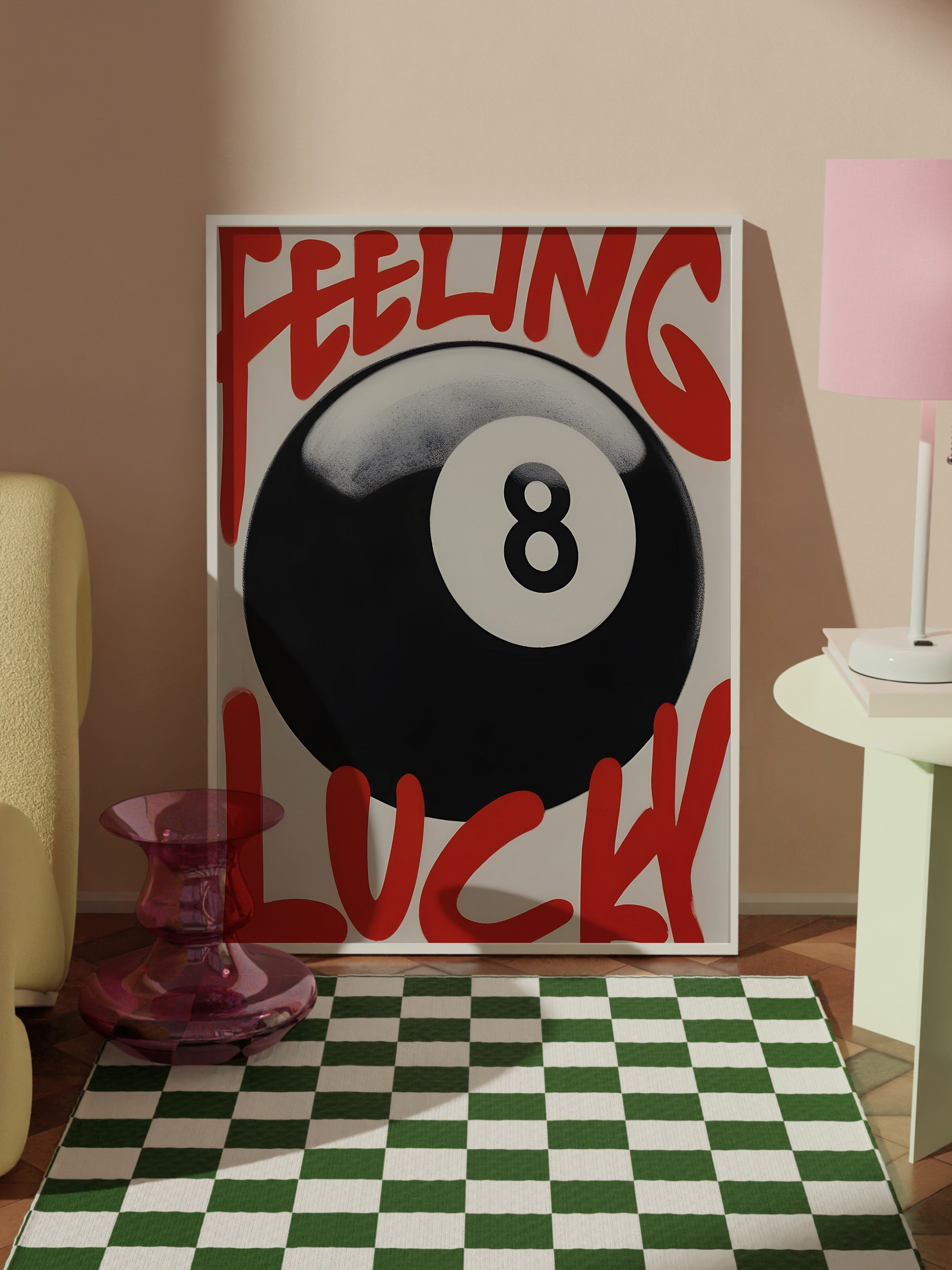 Beyaz Çerçeveli Tablo, Feeling Luck, Comfort Serisi Poster ve Duvar Tablosu, NO:108925