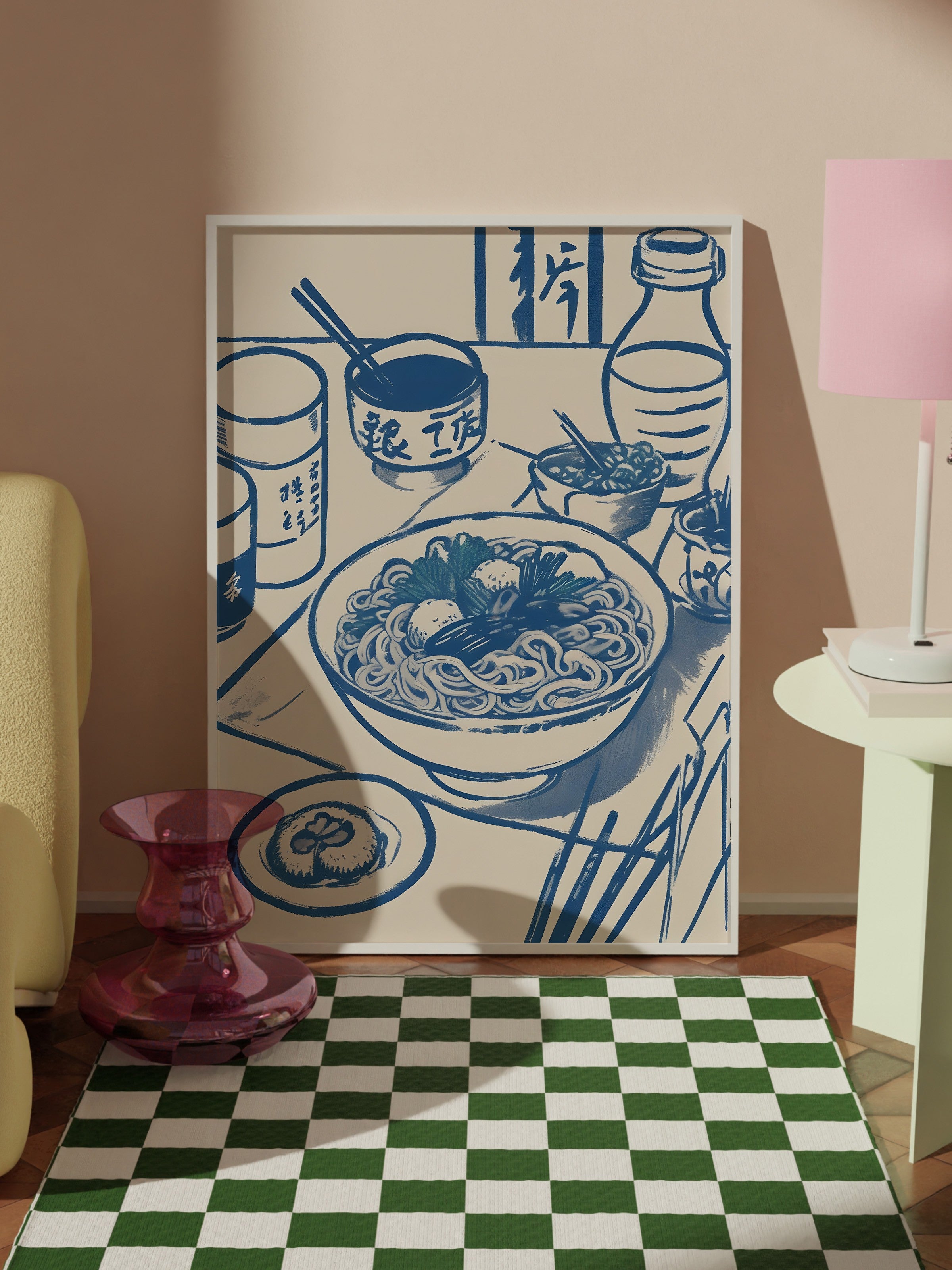 Beyaz Çerçeveli Tablo, Japanese Table, Comfort Serisi Mutfak Duvar Tablosu, NO:109118