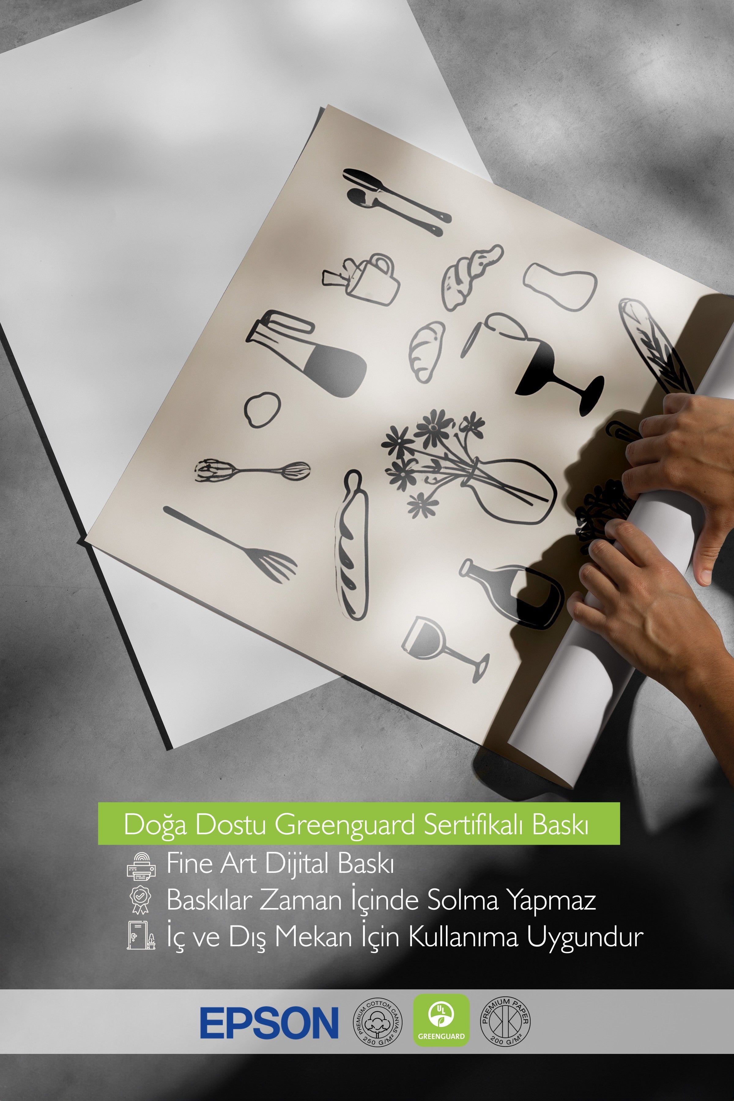 Beyaz Çerçeveli Tablo, Kitchenware, Comfort Serisi Mutfak Duvar Tablosu, NO:109114