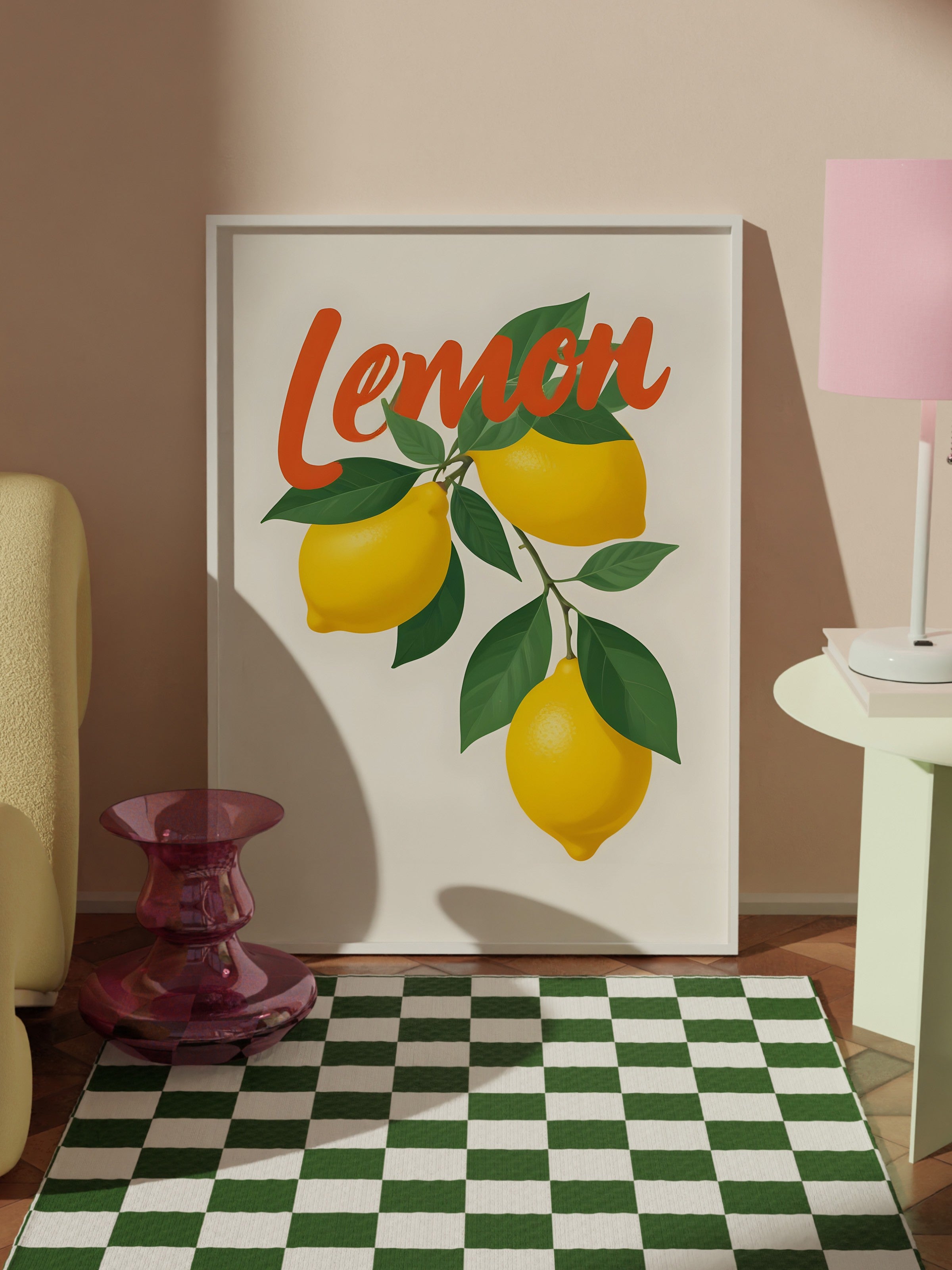 Beyaz Çerçeveli Tablo, Lemon, Comfort Serisi Mutfak Duvar Tablosu, NO:109126