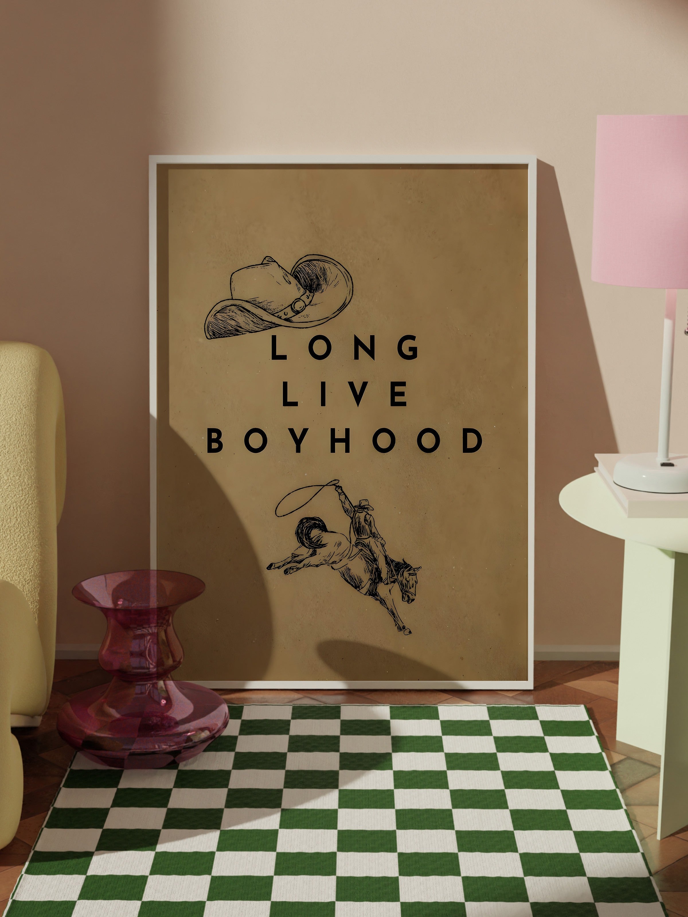Beyaz Çerçeveli Tablo, Long Live Boyhood, Comfort Serisi Poster ve Duvar Tablosu, NO:108958