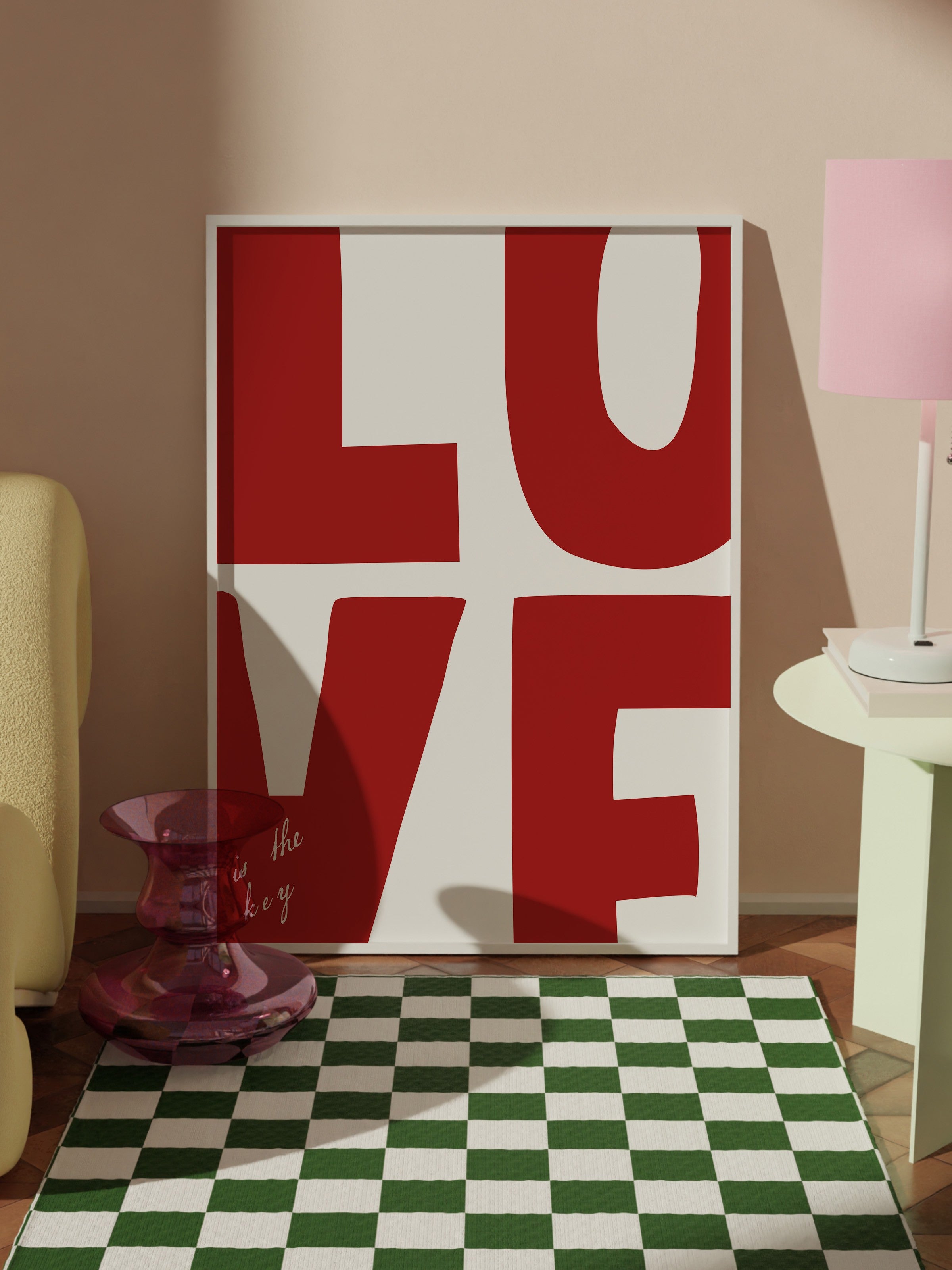 Beyaz Çerçeveli Tablo, love, Comfort Serisi Poster ve Duvar Tablosu, NO:108924