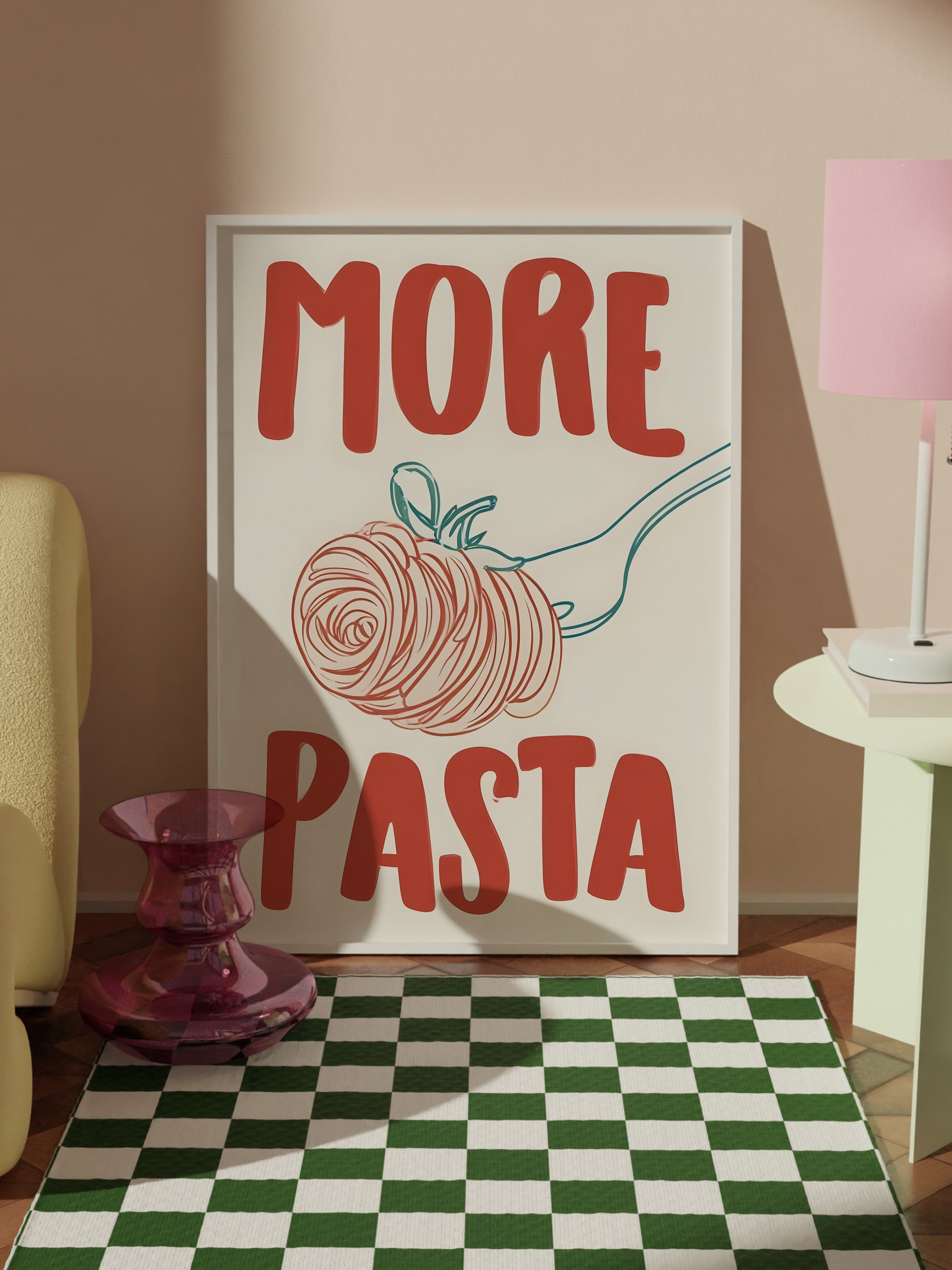 Beyaz Çerçeveli Tablo, More Pasta, Comfort Serisi Mutfak Duvar Tablosu, NO:109075