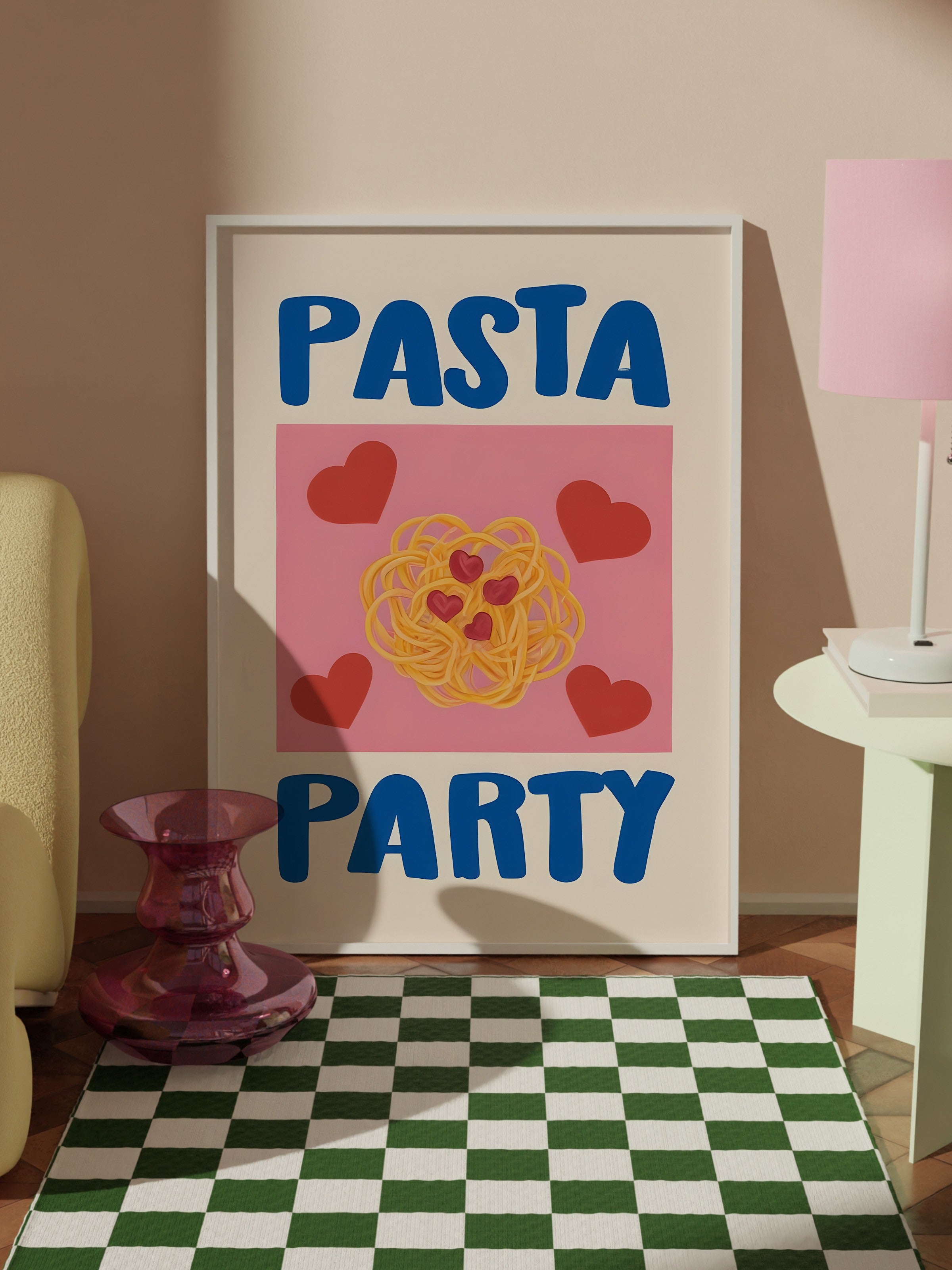 Beyaz Çerçeveli Tablo, Pasta Party, Comfort Serisi Mutfak Duvar Tablosu, NO:109124