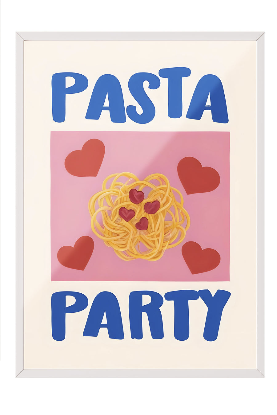 Farklı Tonlarda PASTA PARTY Poster – Beyaz Çerçeveli Tablo