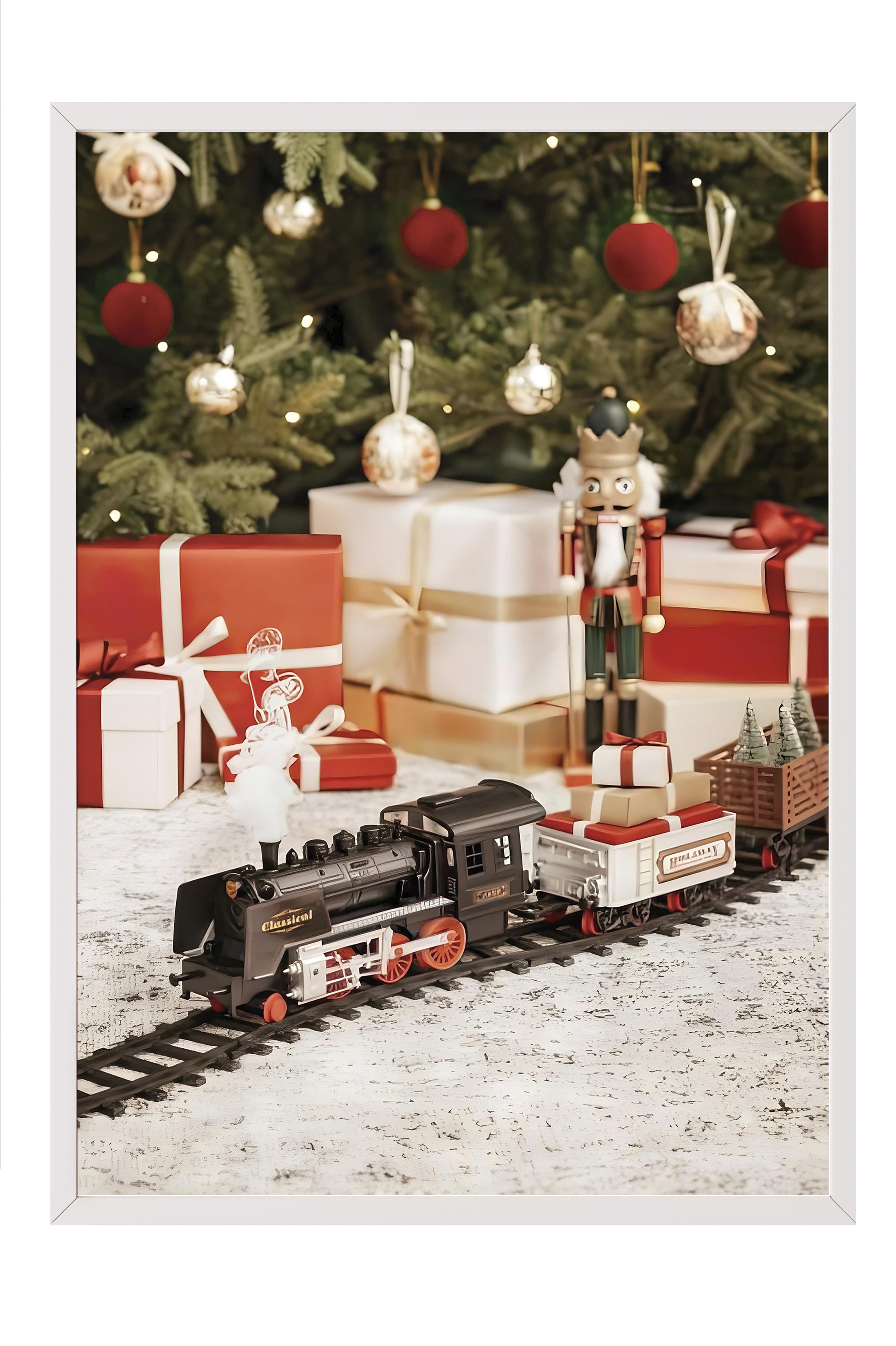 Beyaz Çerçeveli Tablo, Yılbaşı Poster, Yılbaşı Dekoru, Around the Tree Comfort Serisi NO:108626