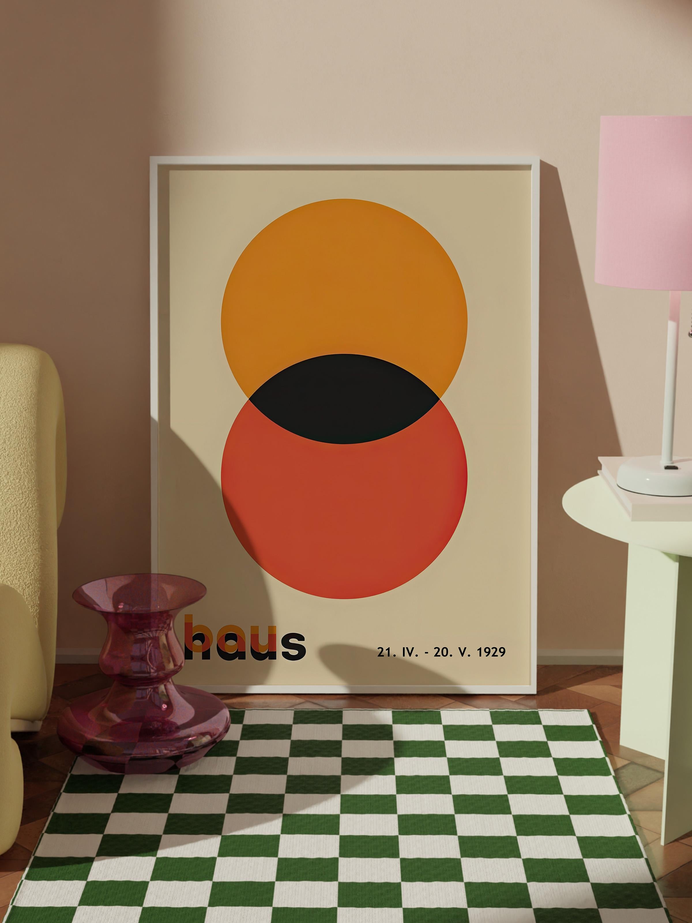 Beyaz Çerçeveli Tablo, Poster ve Çerçeve Seti, Duvar Tablosu, Bauhaus Circles Comfort Serisi NO:108613