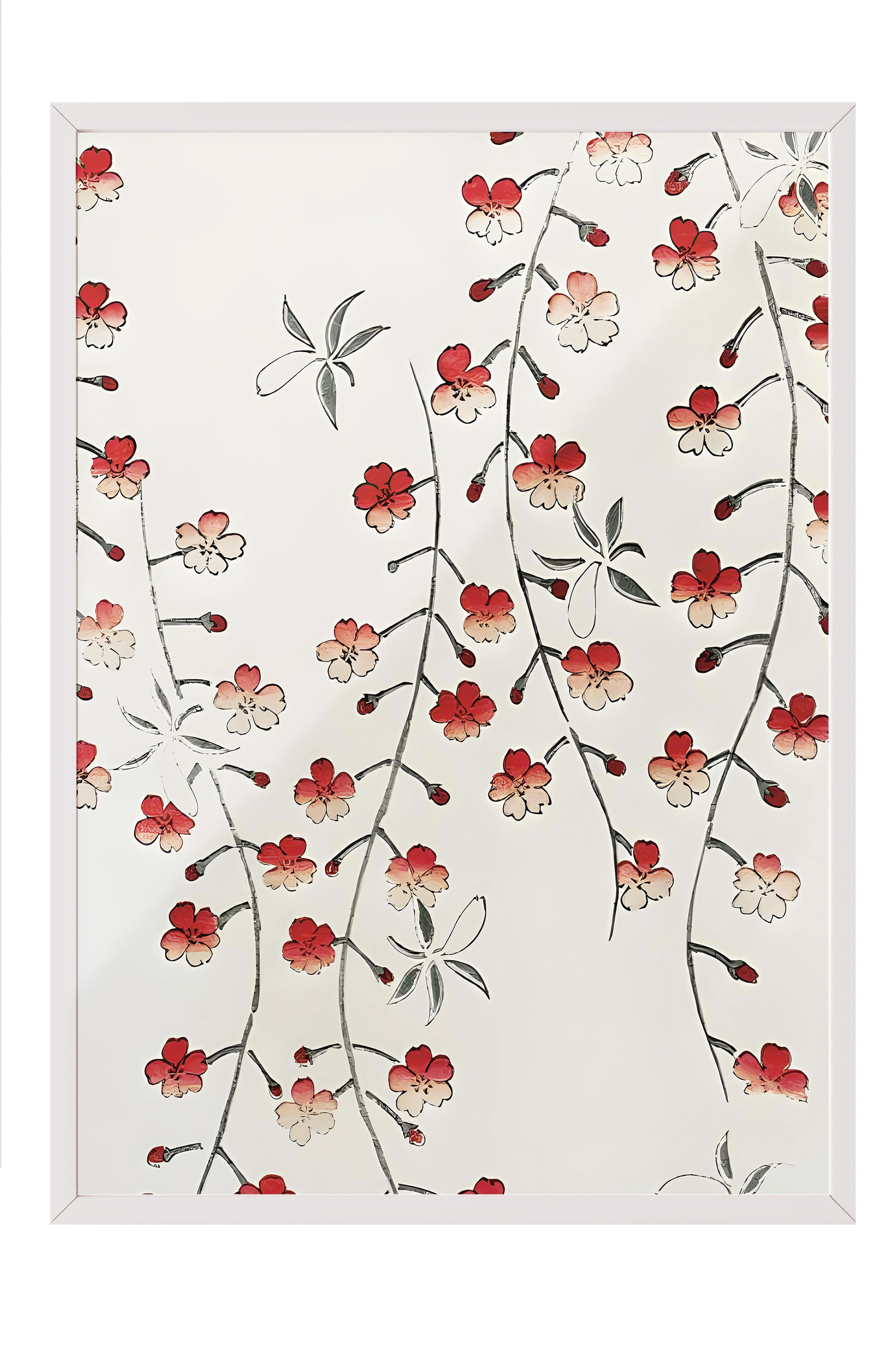 Beyaz Çerçeveli Tablo, Duvar Tablosu, Bijutsu Sekai - Cherry Blossom Comfort Serisi NO:108700