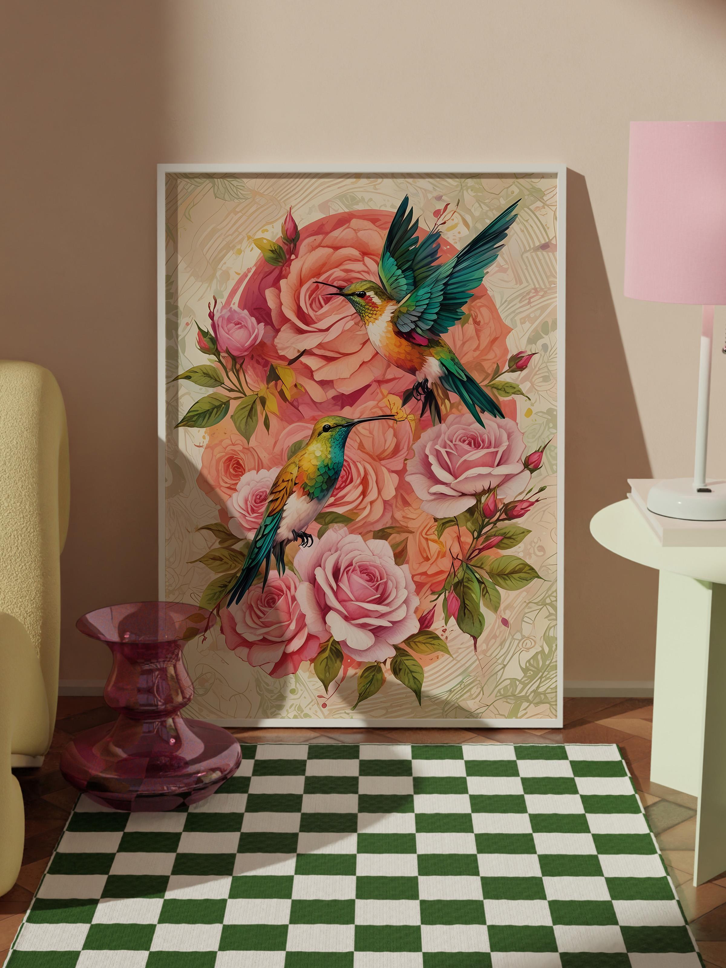 Beyaz Çerçeveli Tablo, Duvar Tablosu, Candy Garden - Paradise Birds Comfort Serisi NO:108616