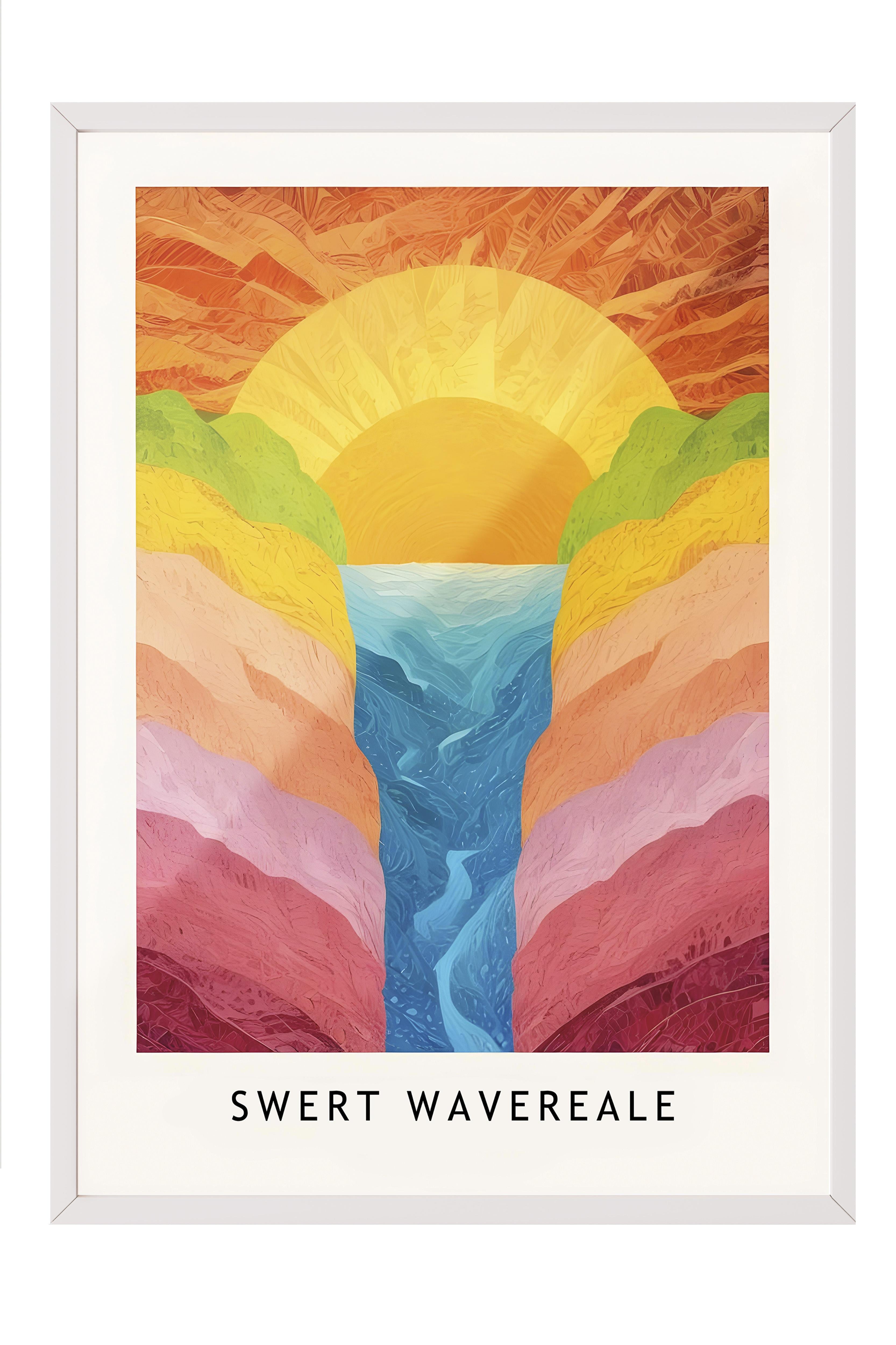 Beyaz Çerçeveli Tablo, Duvar Tablosu, Candy Garden - Sweet Waterfall Comfort Serisi NO:108615