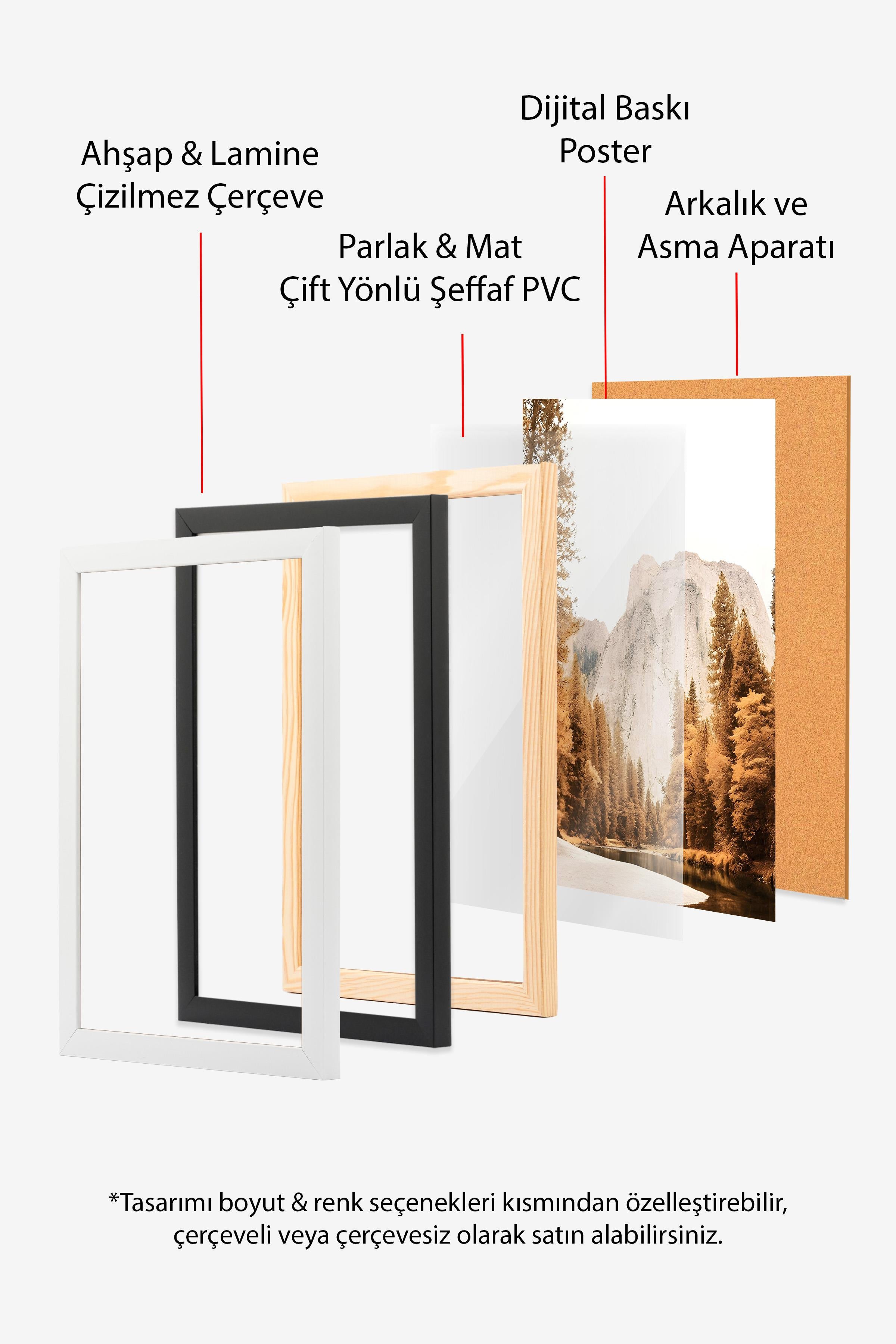 Beyaz Çerçeveli Tablo, Yılbaşı Poster, Yılbaşı Dekoru, Christmas Station Comfort Serisi NO:108634