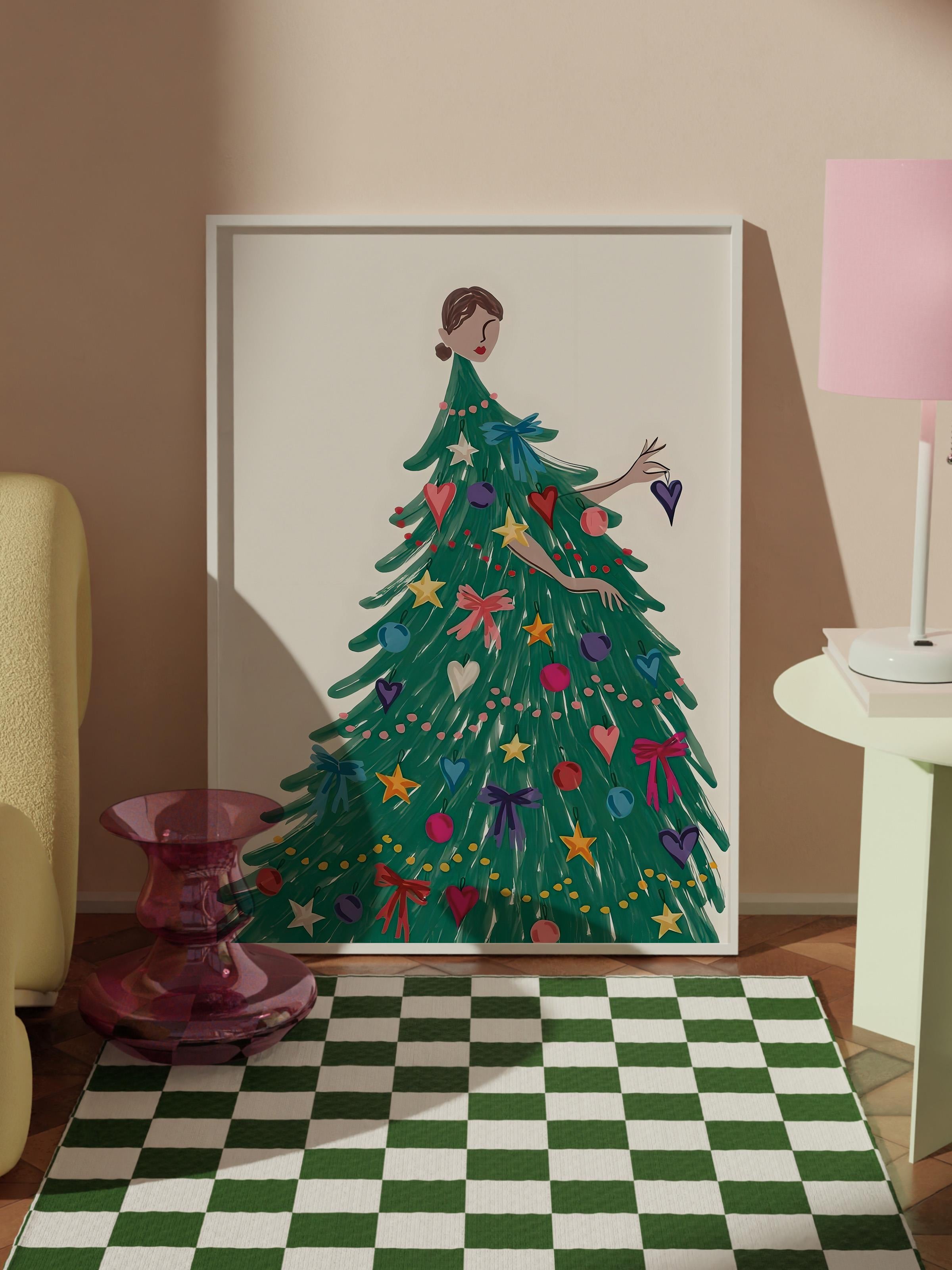 Beyaz Çerçeveli Tablo, Çerçeveli Yılbaşı Poster, Dress for the Holidays Comfort Serisi NO:108665