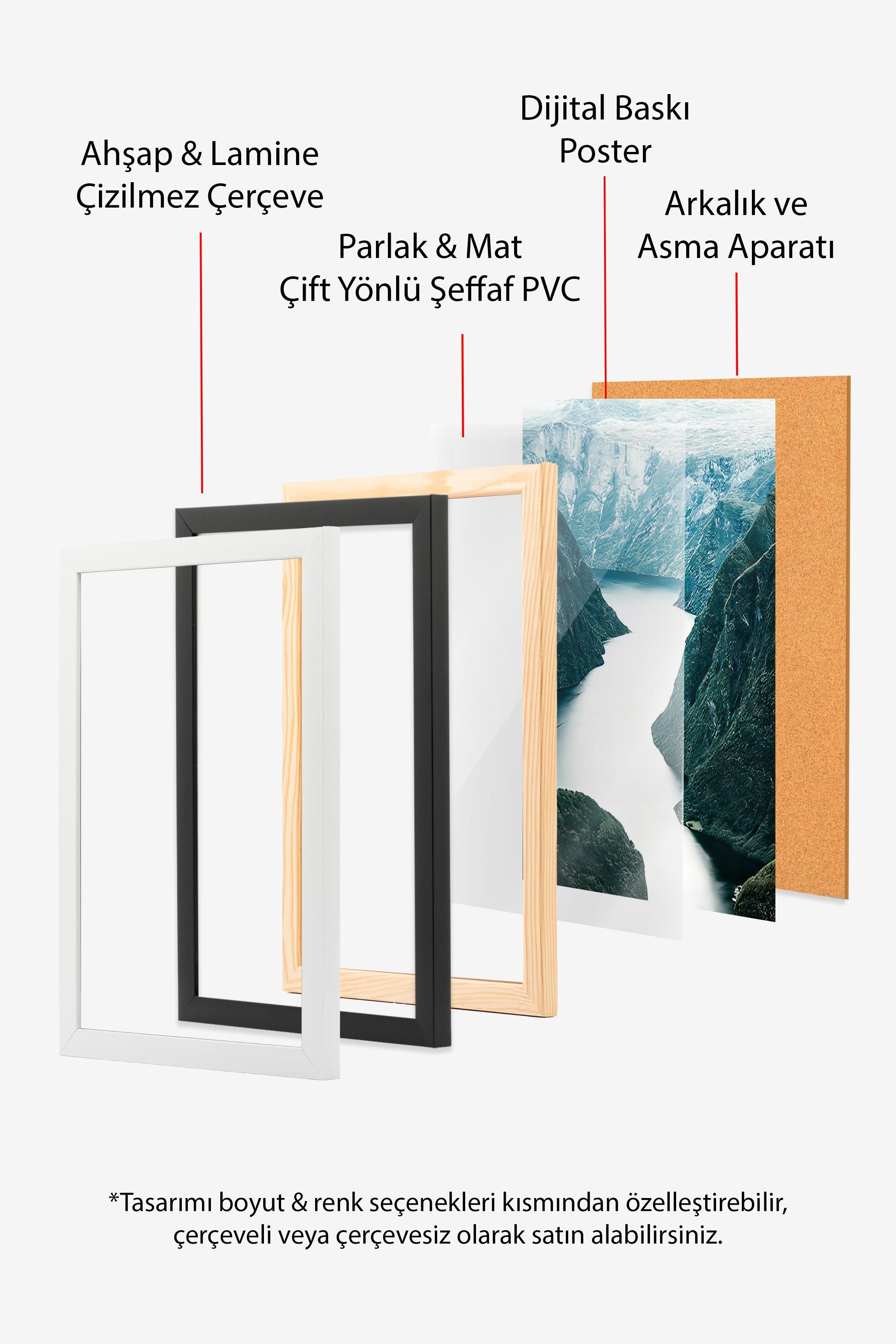 Beyaz Çerçeveli Tablo, Poster ve Çerçeve Seti, Duvar Tablosu, Frida Art Comfort Serisi NO:108651