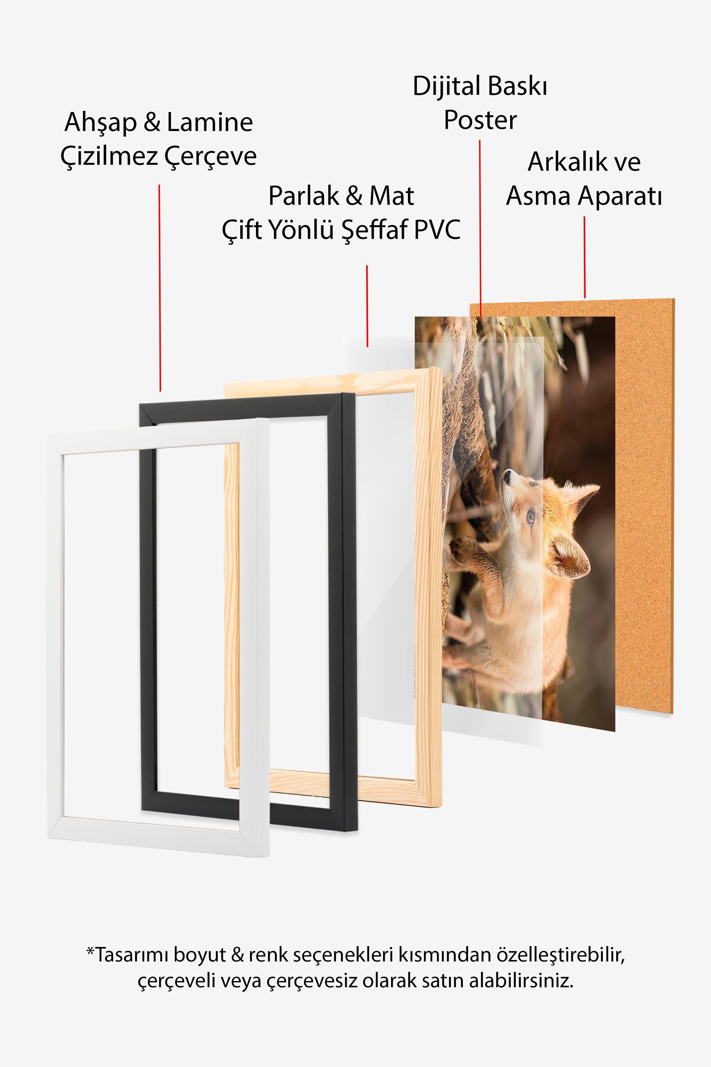 Beyaz Çerçeveli Tablo, Çerçeveli Yılbaşı Poster, Graphic Christmas Tree Comfort Serisi NO:108637