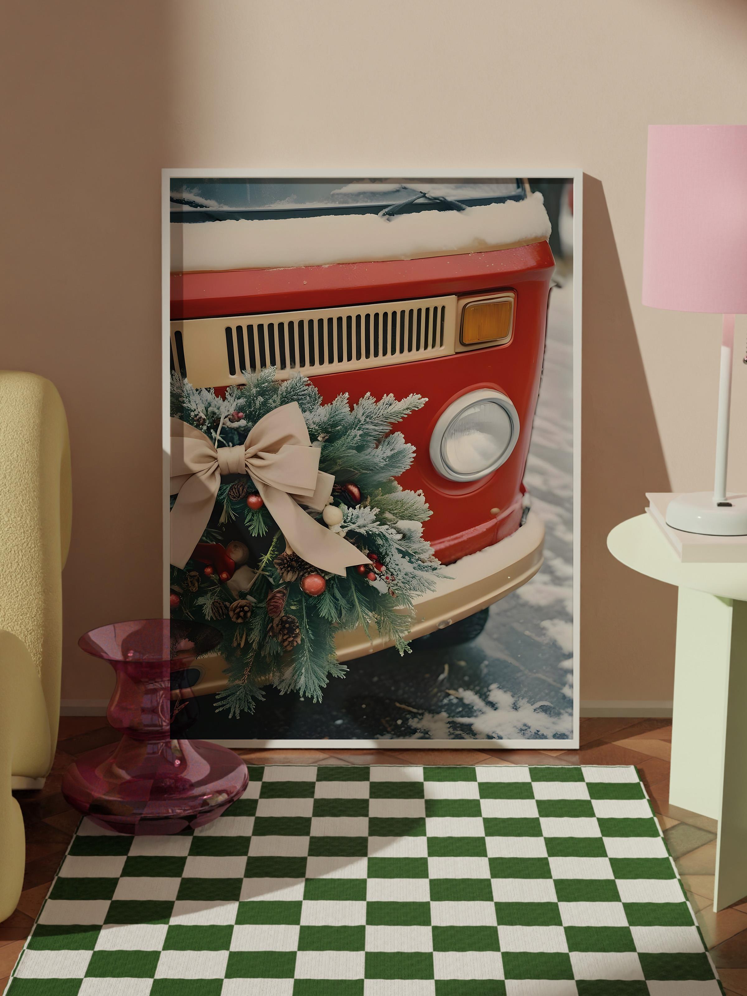 Beyaz Çerçeveli Tablo, Yılbaşı Poster, Yılbaşı Dekoru, Holiday Van Comfort Serisi NO:108627