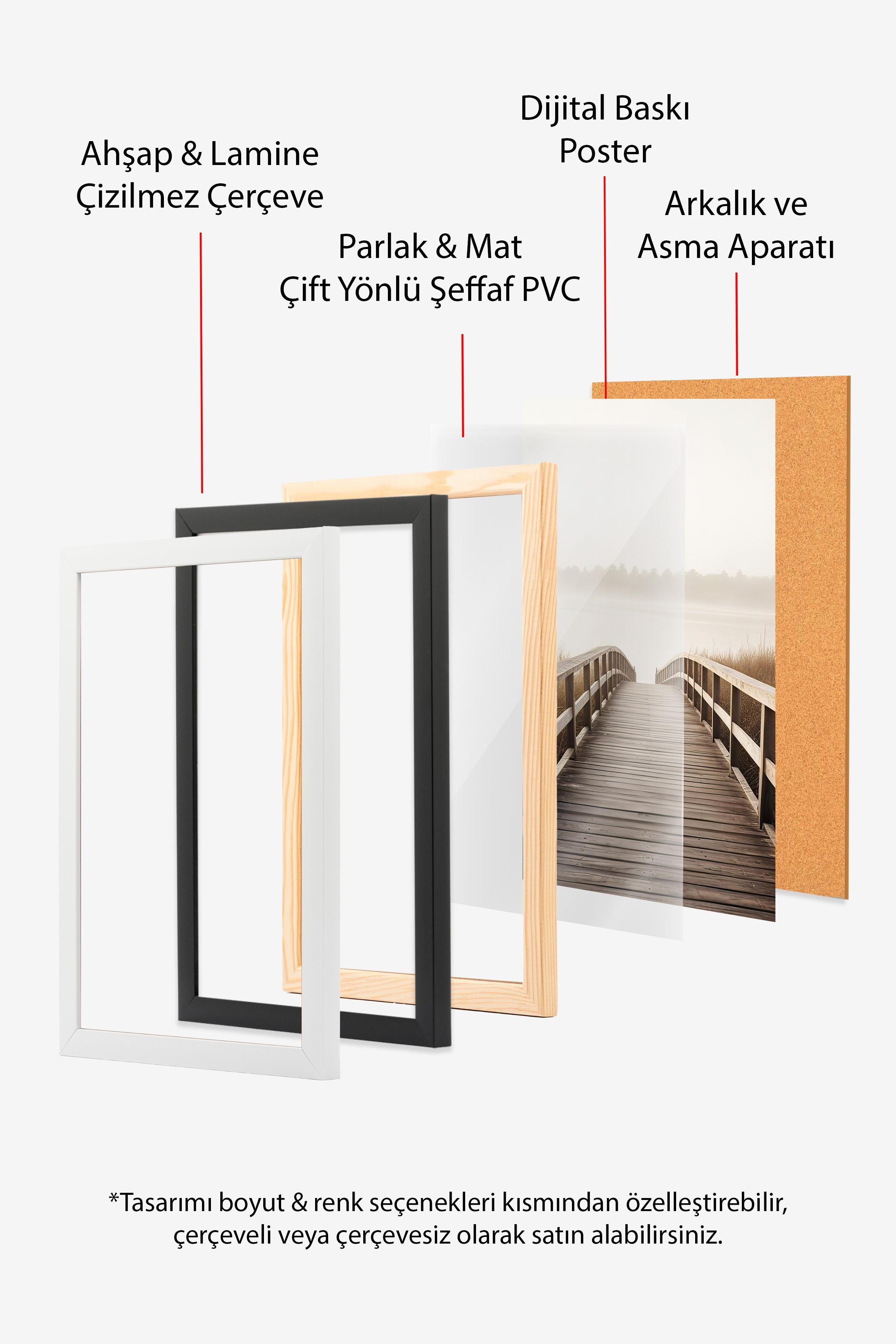 Beyaz Çerçeveli Tablo, Poster ve Çerçeve Seti, Duvar Tablosu, Mon Cheri Comfort Serisi NO:108600