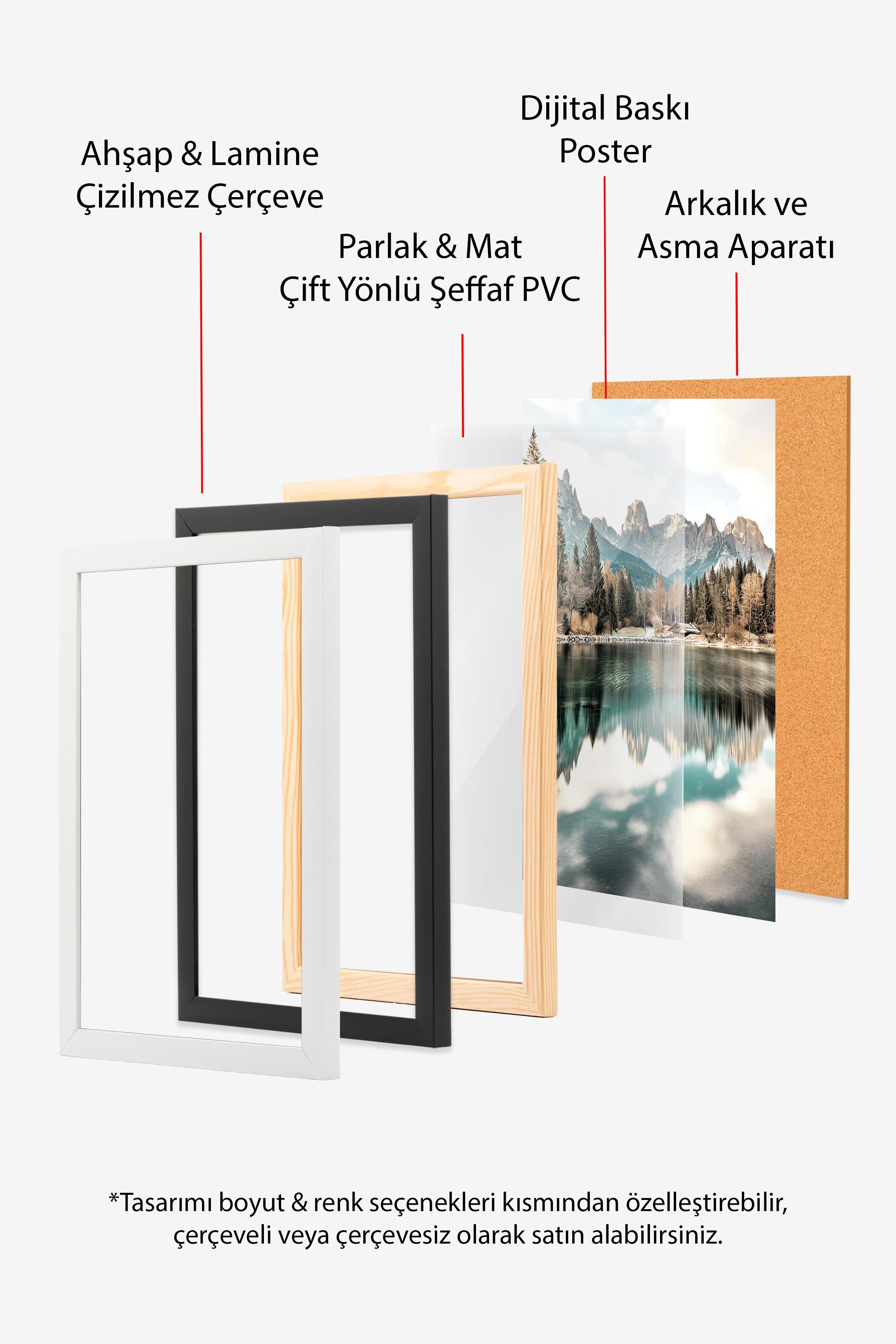 Beyaz Çerçeveli Tablo, Duvar Tablosu, One Line Art No 1 Comfort Serisi NO:108653