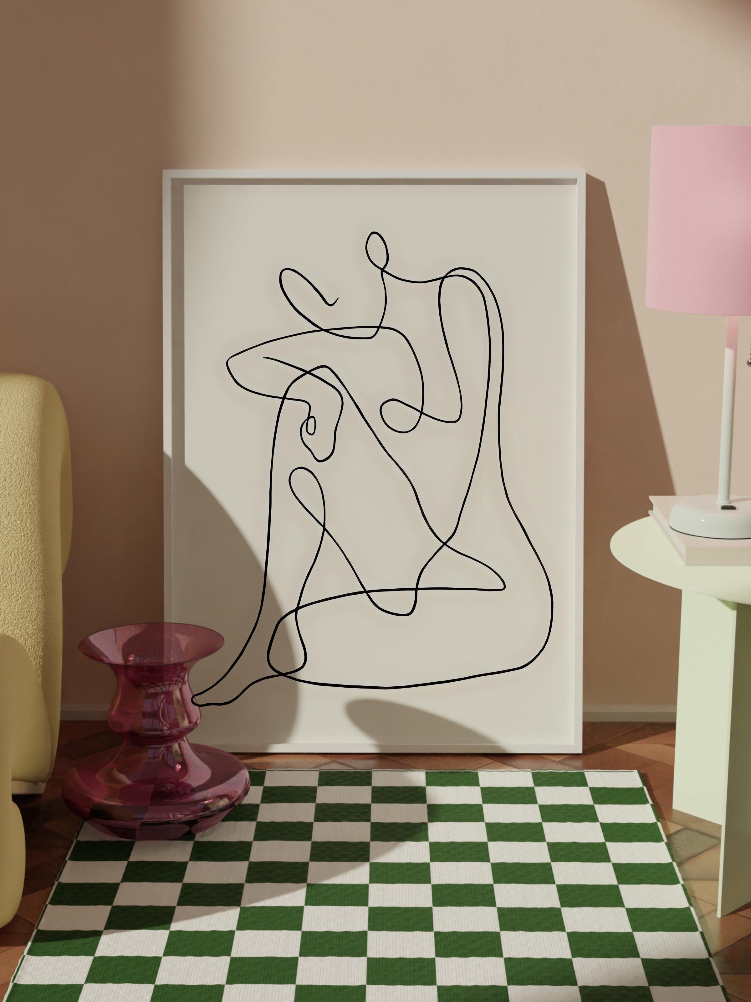 Beyaz Çerçeveli Tablo, Duvar Tablosu, One Line Art No 2 Comfort Serisi NO:108654